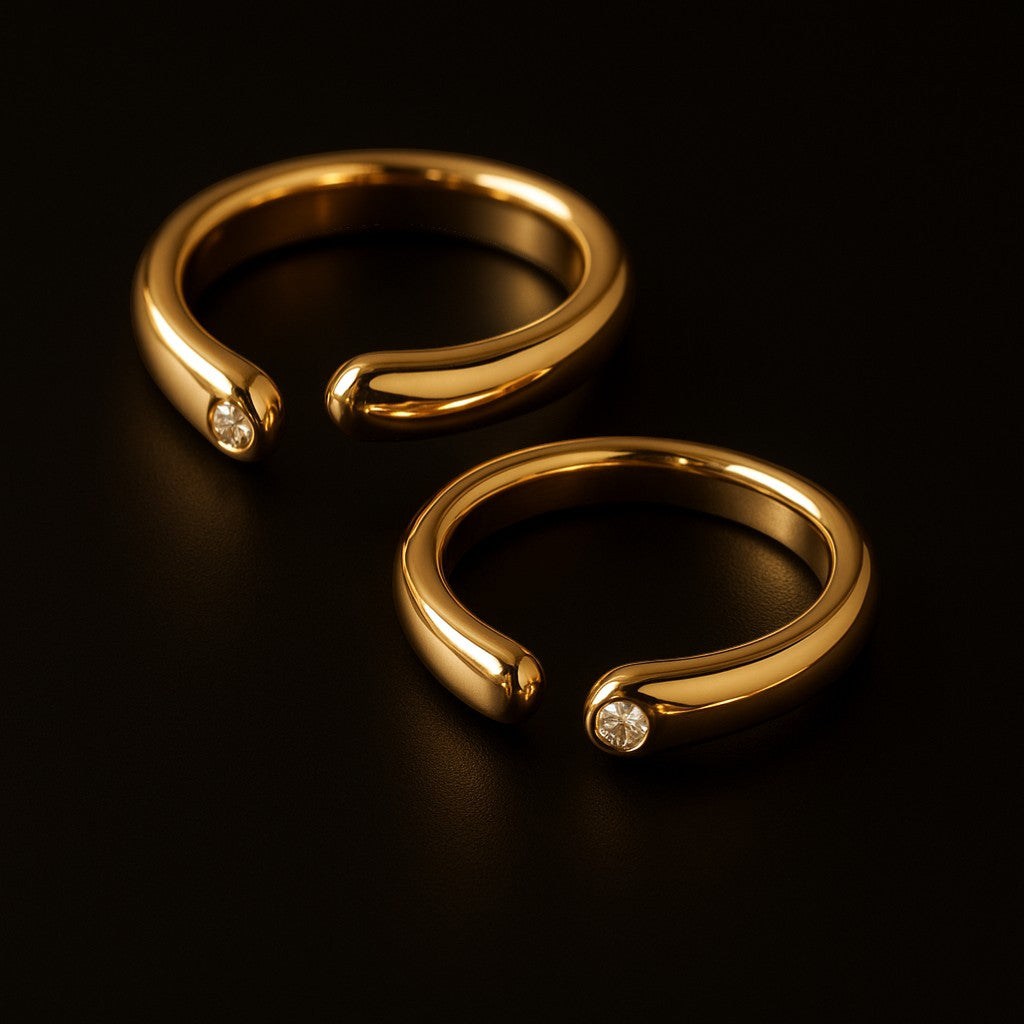 24K 5D Gold Minimal Moissanite Band Ring