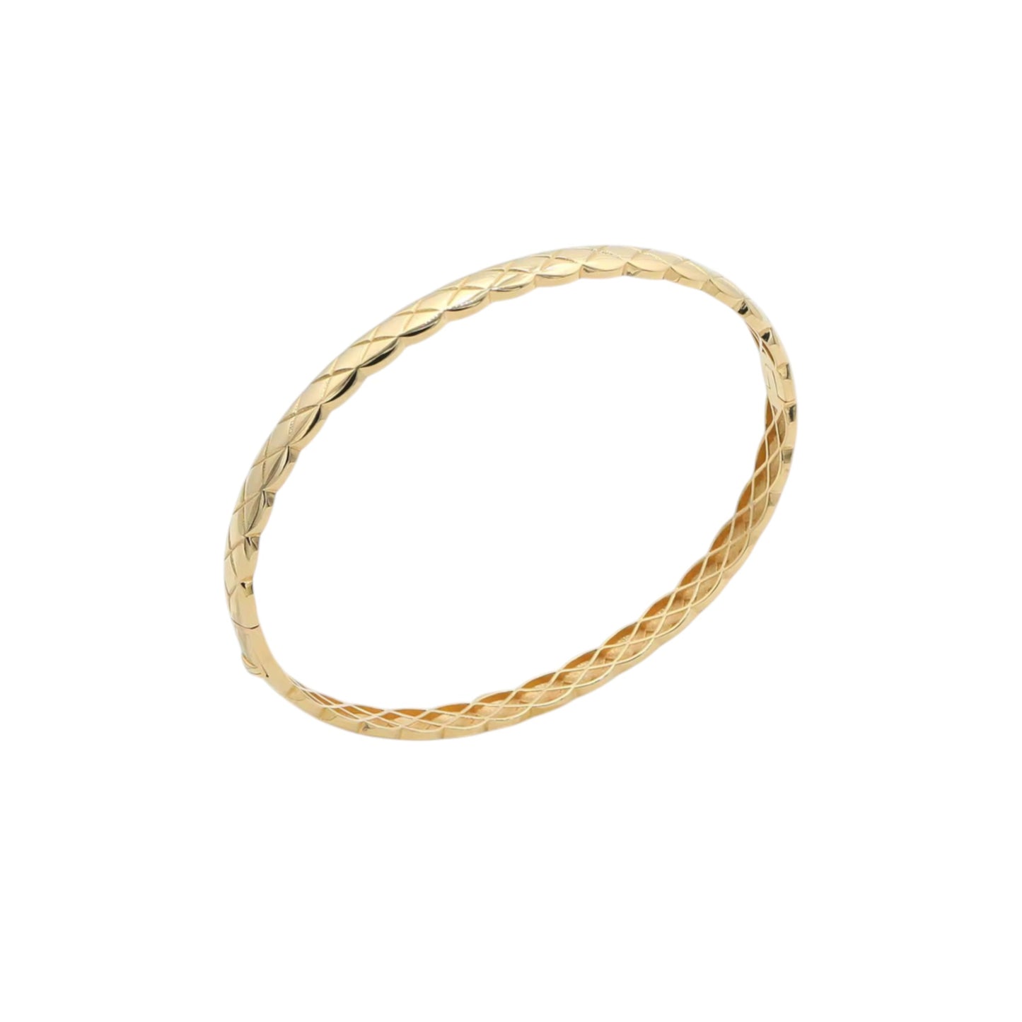 18K Gold Diamond Pattern Bangle Bracelet