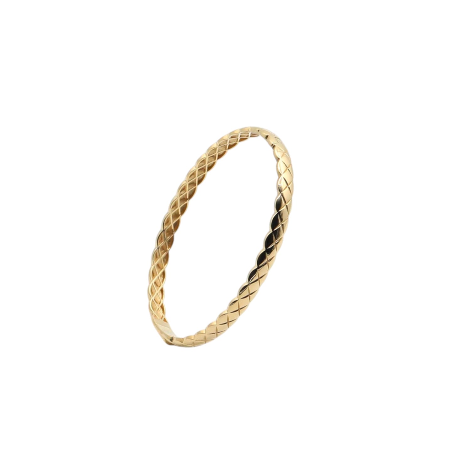 18K Gold Diamond Pattern Bangle Bracelet