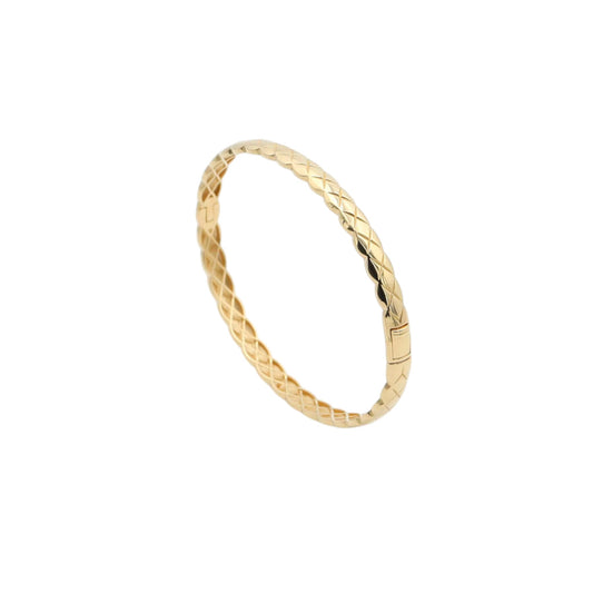 18K Gold Diamond Pattern Bangle Bracelet