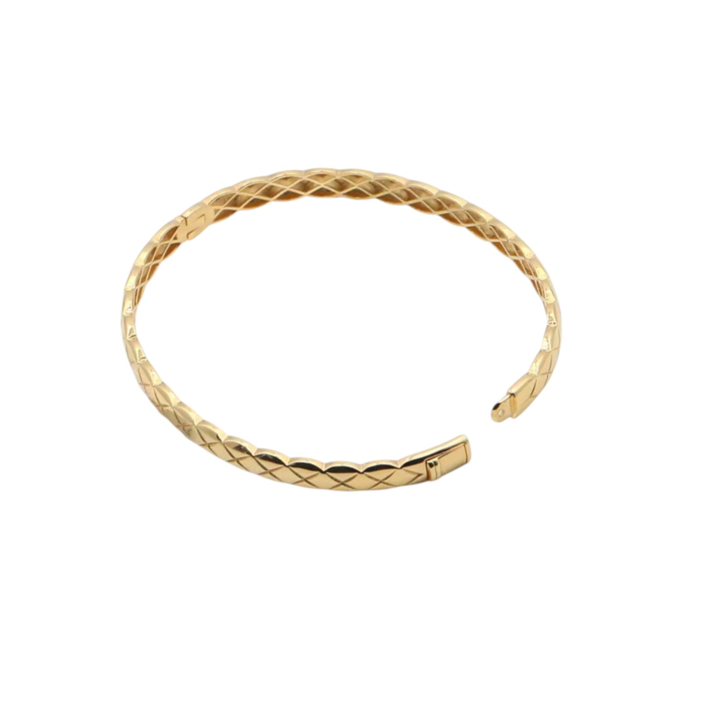 18K Gold Diamond Pattern Bangle Bracelet