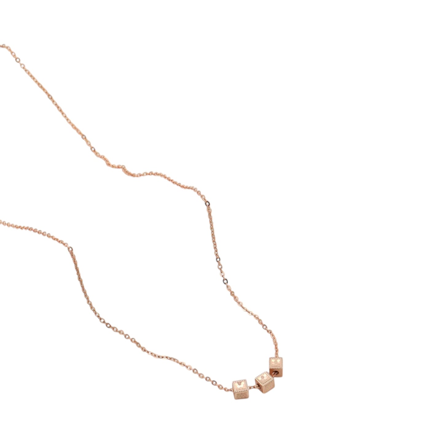 18K Rose Gold Minimal Mini Cube Charm with Chain Necklace