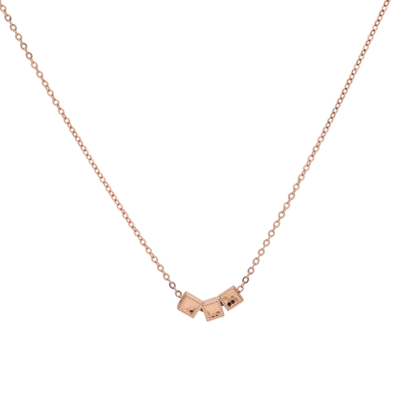 18K Rose Gold Minimal Mini Cube Charm with Chain Necklace