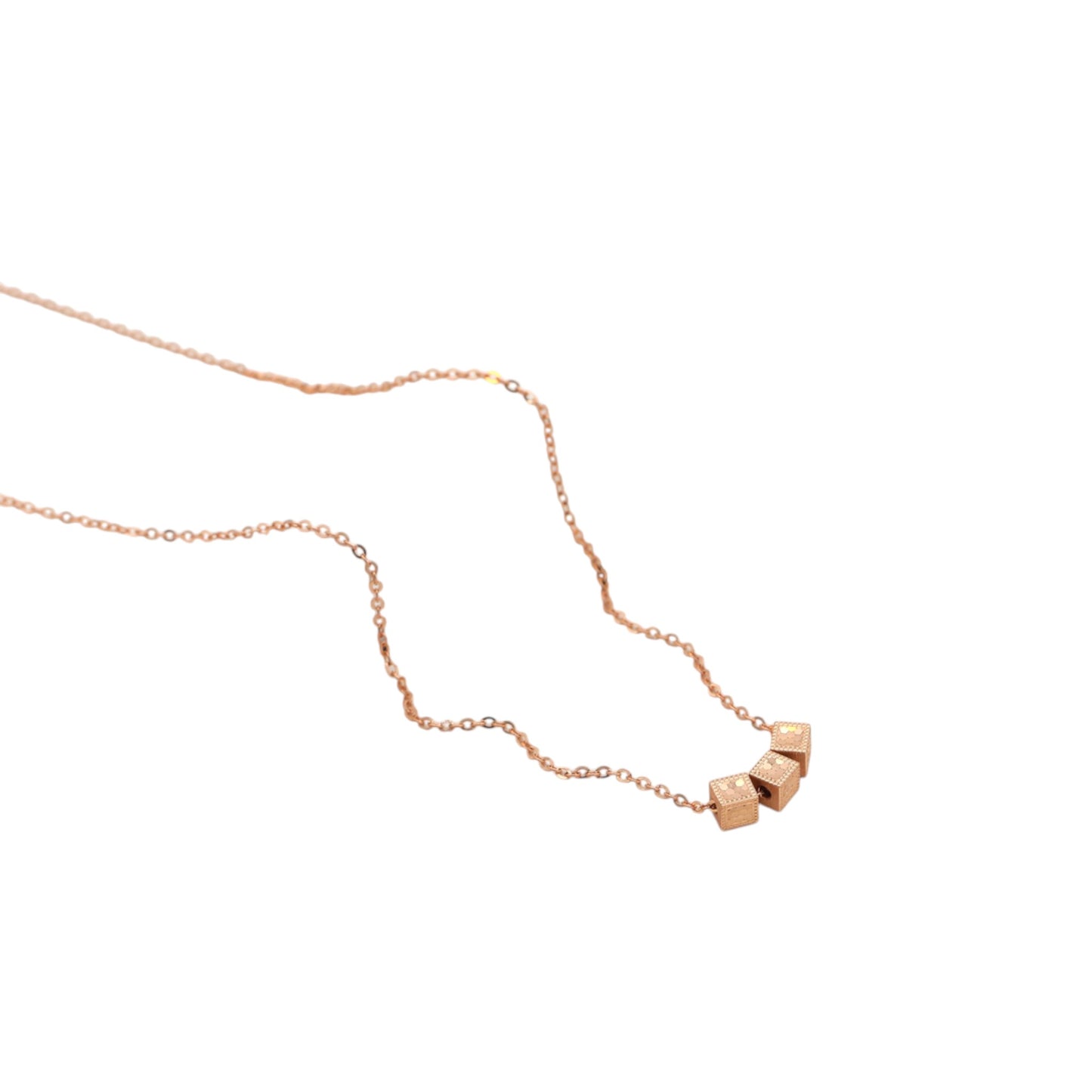 18K Rose Gold Minimal Mini Cube Charm with Chain Necklace