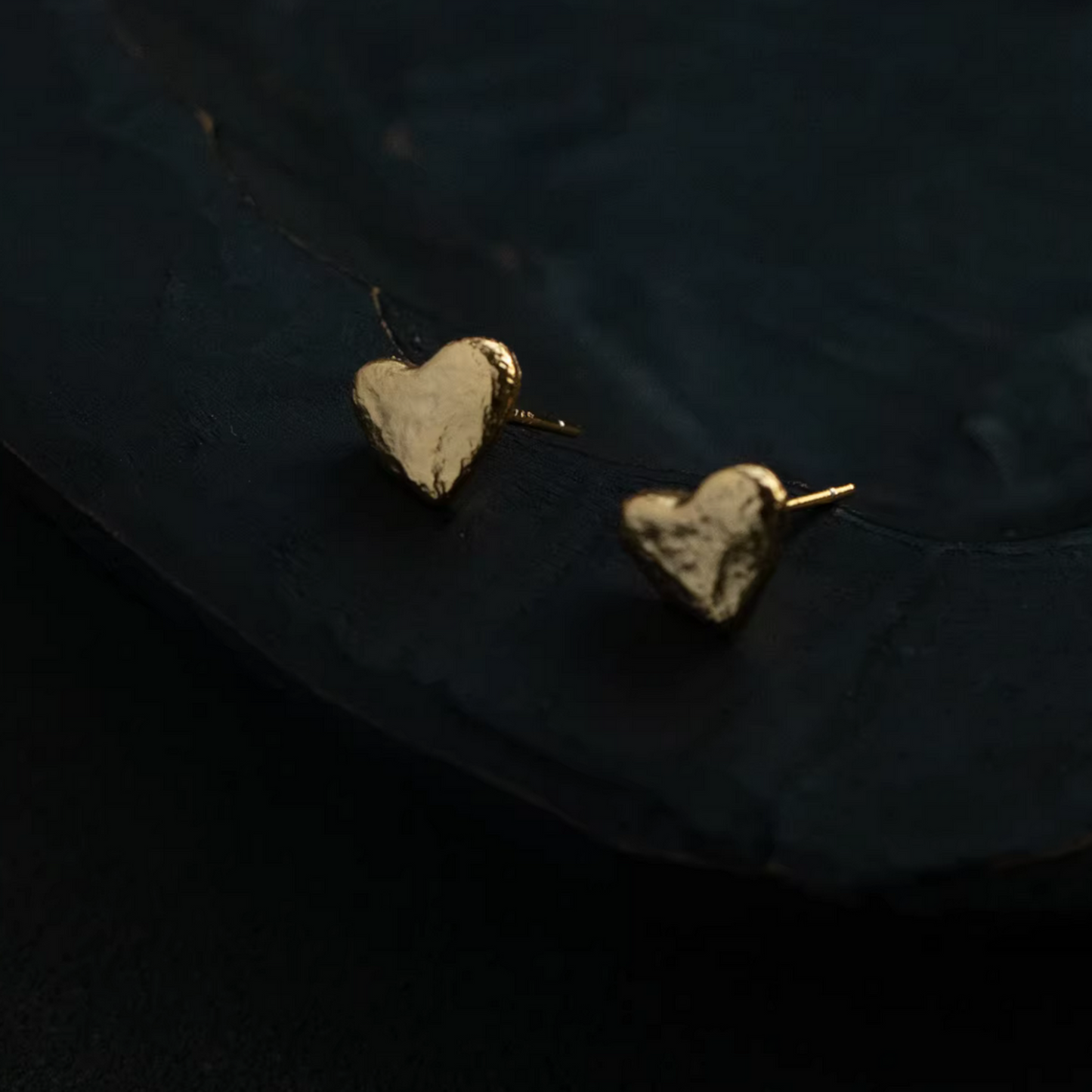 24K 999 Pure Gold Mini Heart Stud Earrings
