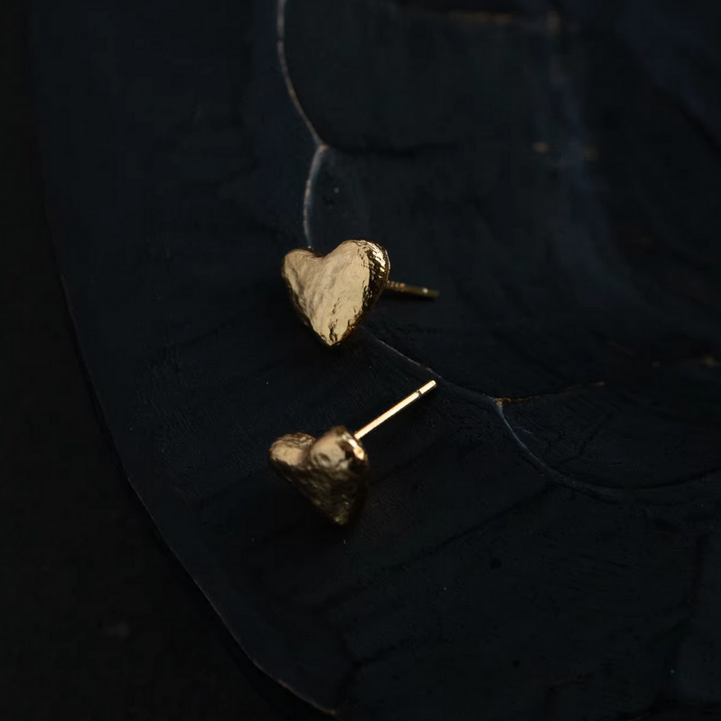 24K 999 Pure Gold Mini Heart Stud Earrings
