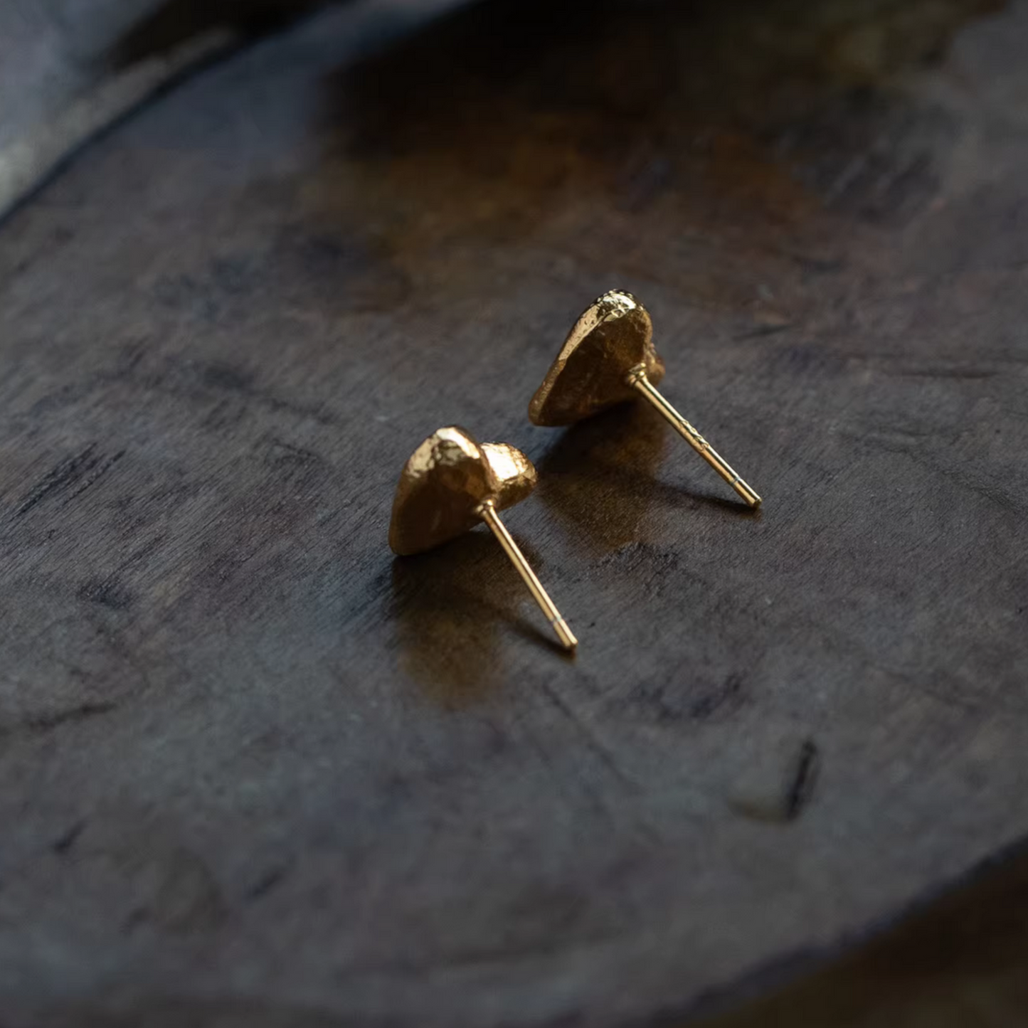 24K 999 Pure Gold Mini Heart Stud Earrings