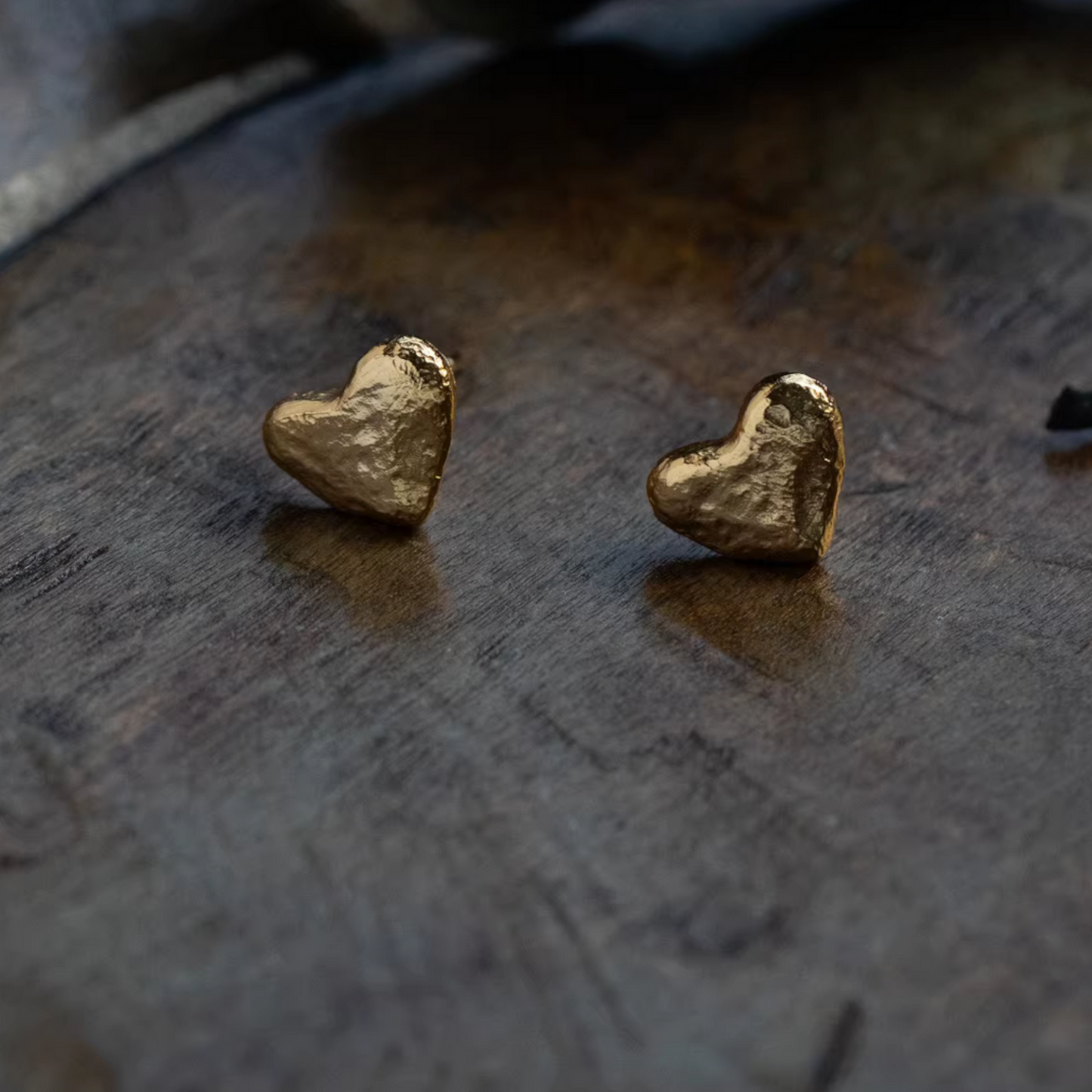 24K 999 Pure Gold Mini Heart Stud Earrings