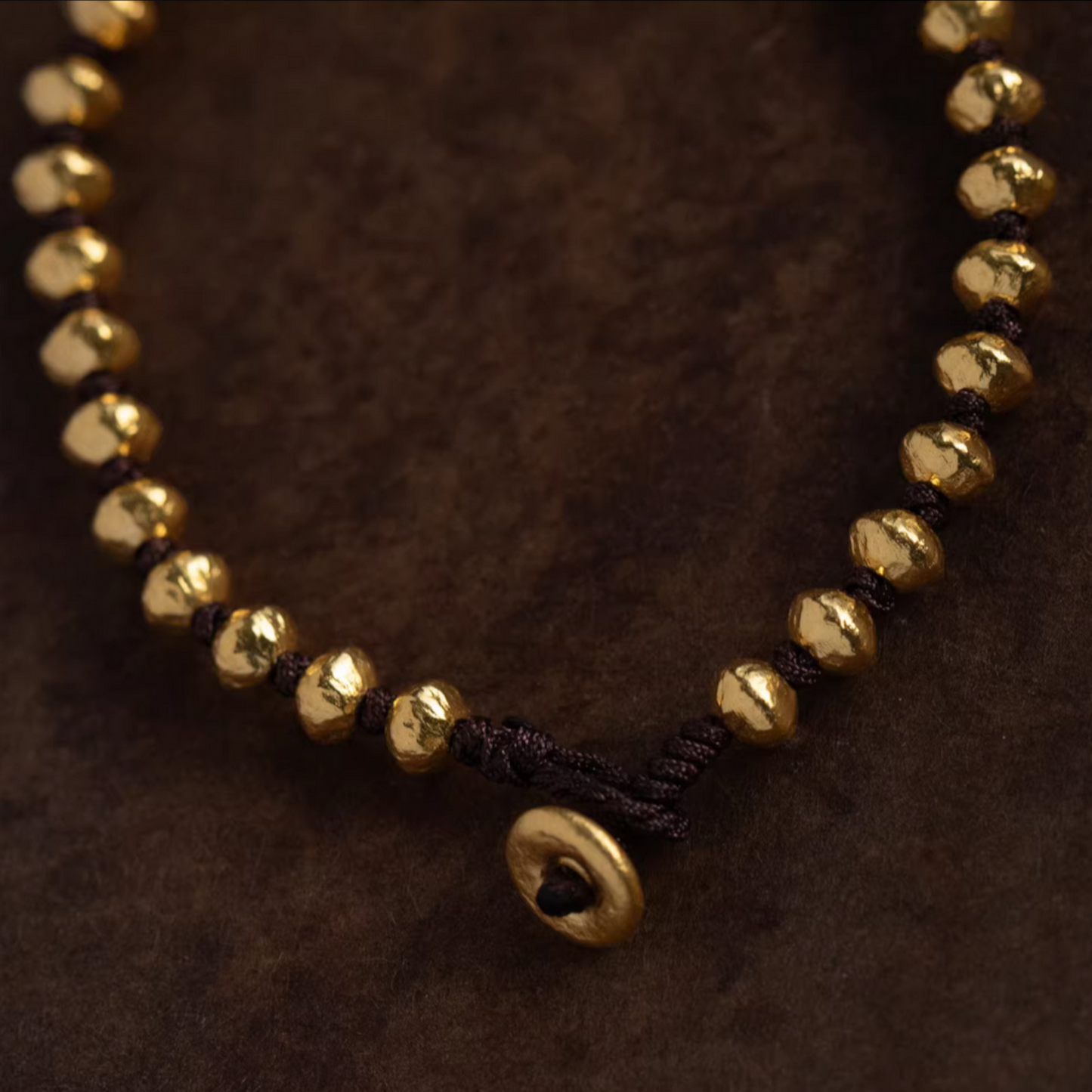 24K Pure 999 Gold Lucky Beads Woven Rope Bracelet