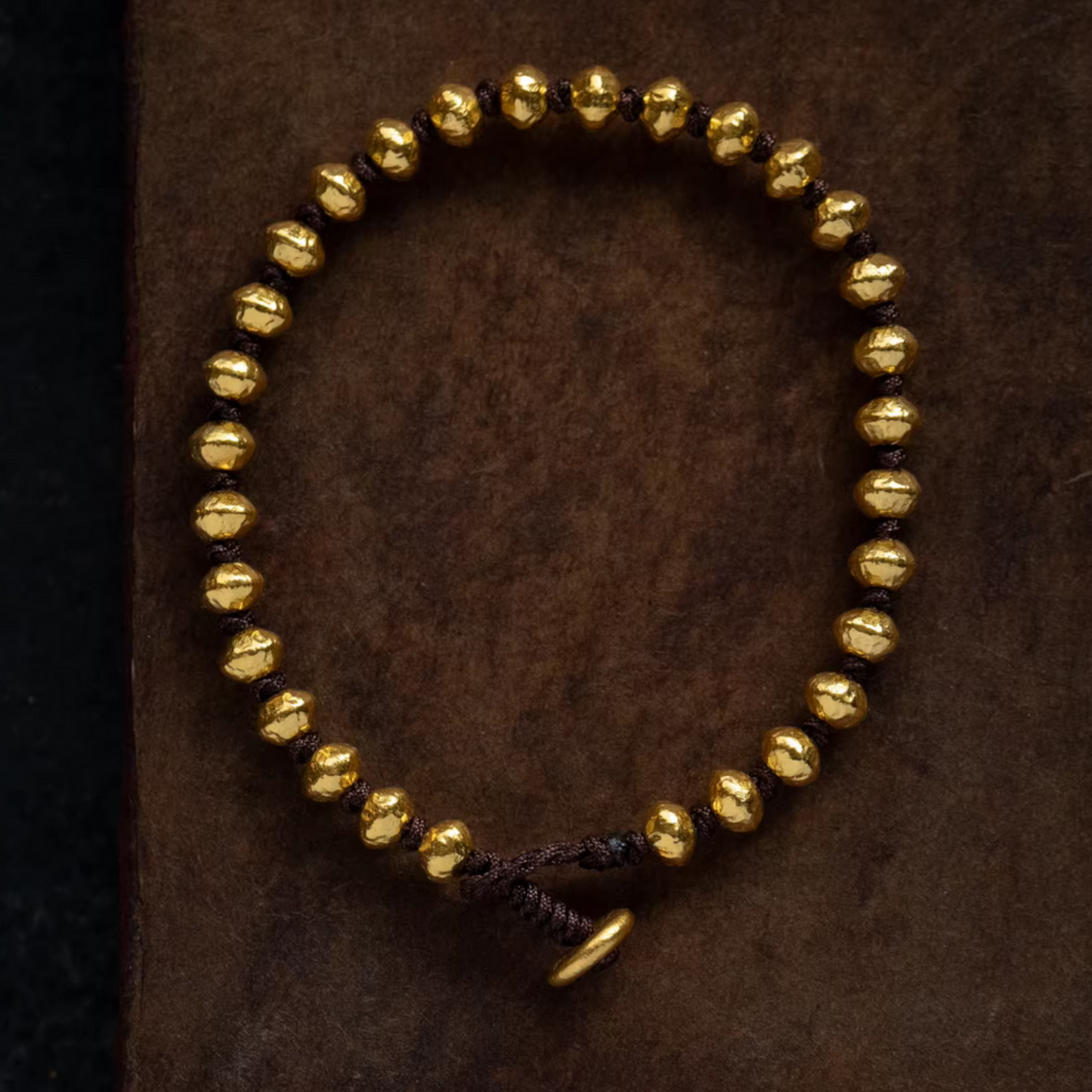 24K Pure 999 Gold Lucky Beads Woven Rope Bracelet
