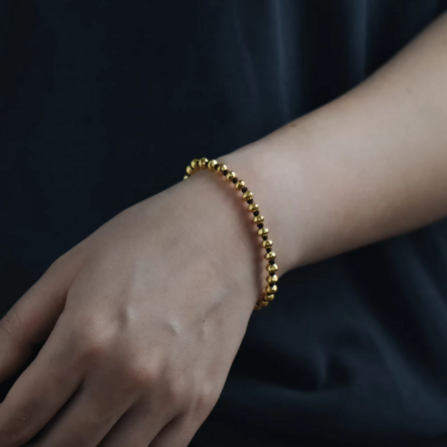 24K Pure 999 Gold Lucky Beads Woven Rope Bracelet