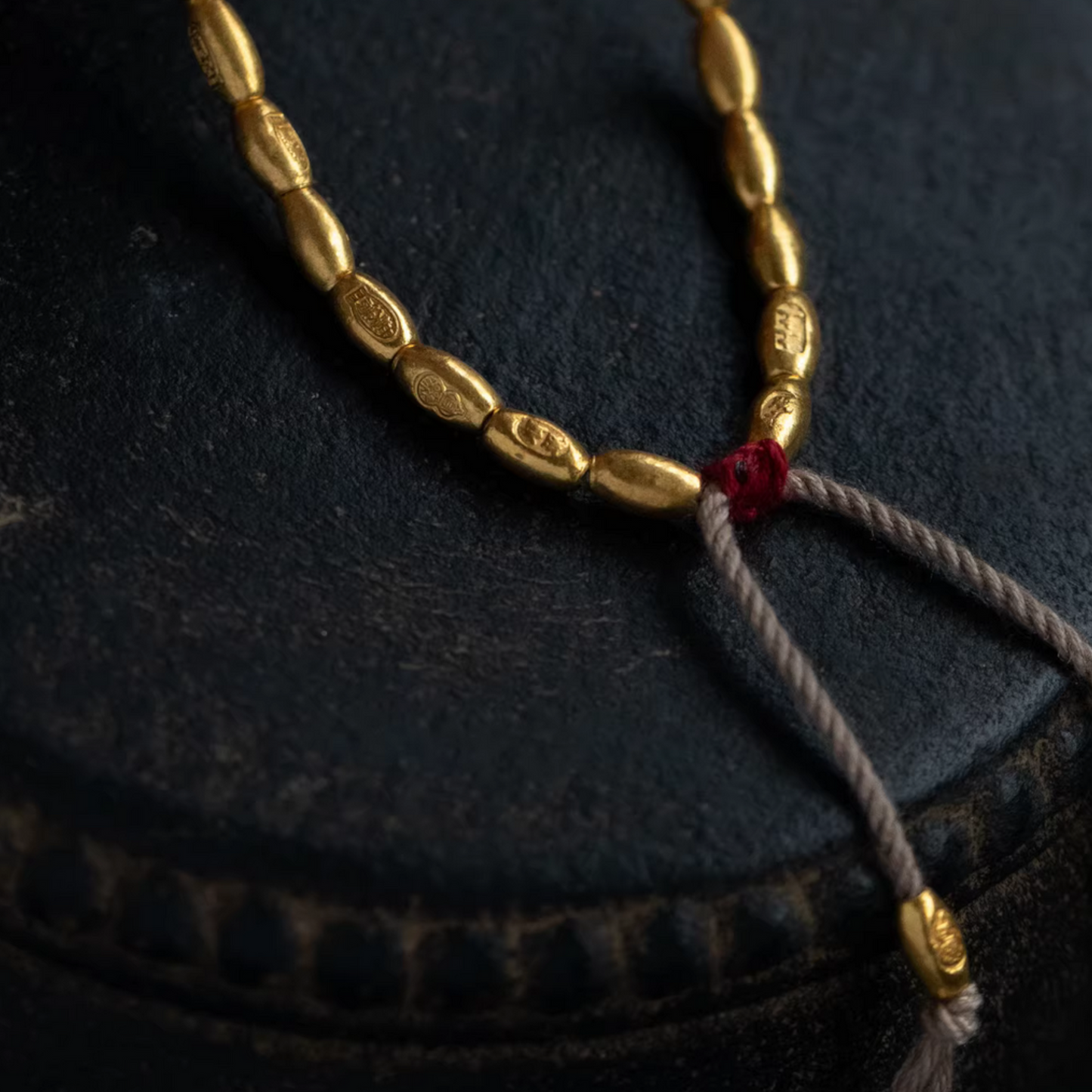 24K Pure 999 Gold Rice Beads Woven Rope Bracelet