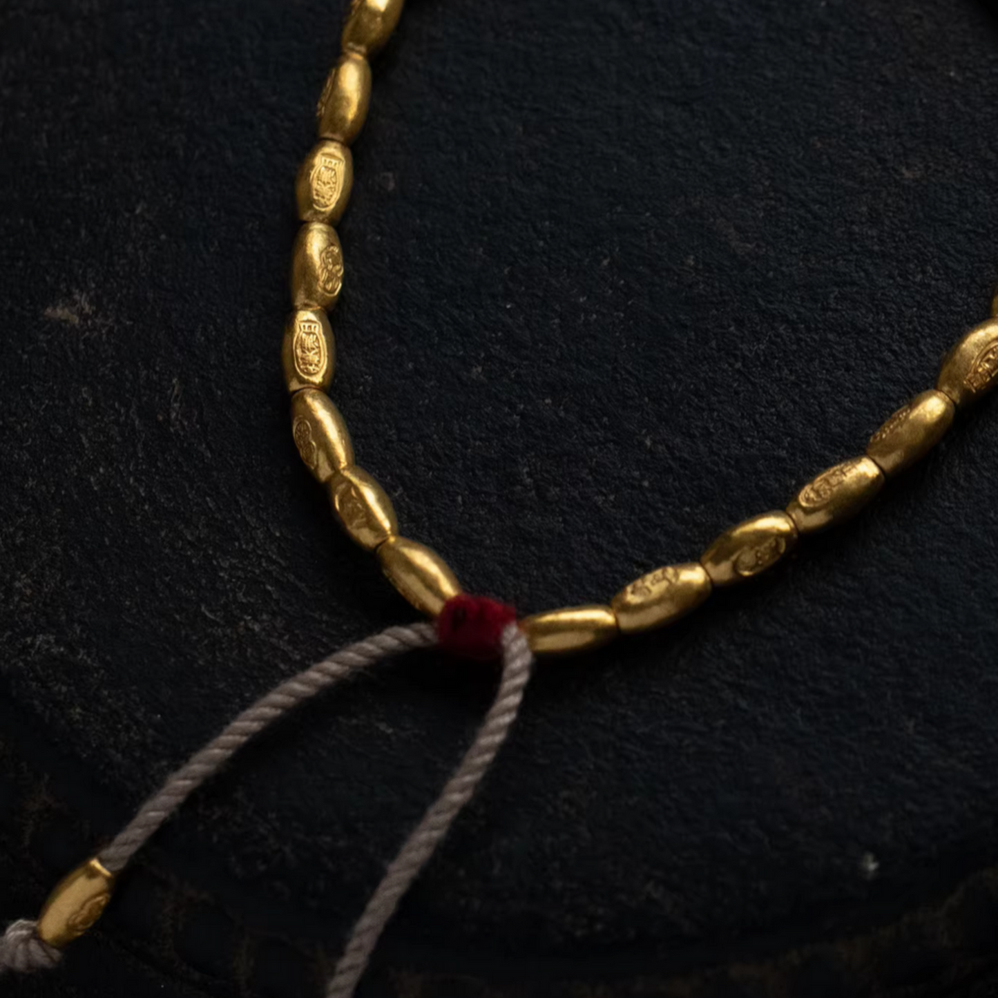 24K Pure 999 Gold Rice Beads Woven Rope Bracelet