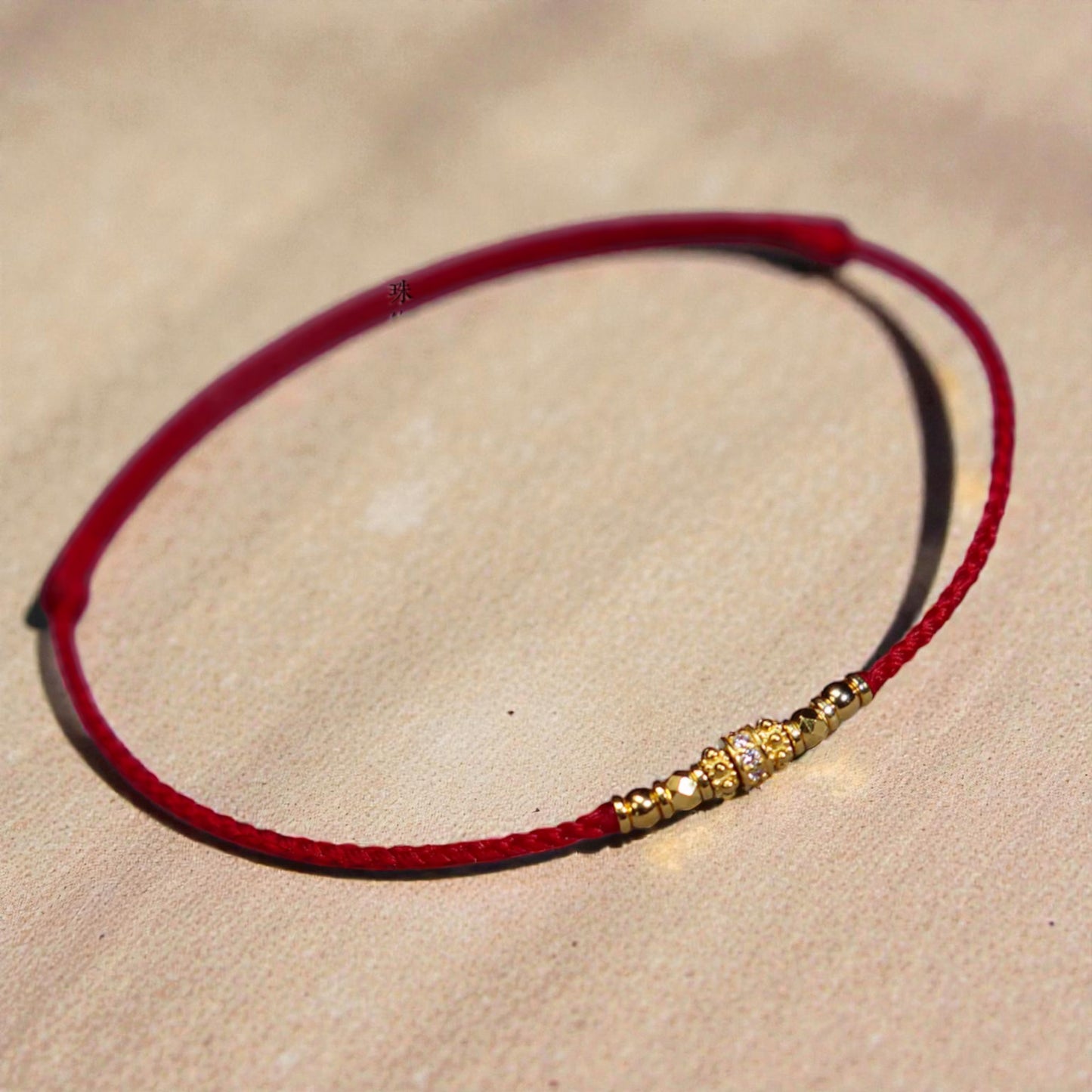 24k 999 Gold Disco Bead Zircon Charm Minimal Braided Bracelet