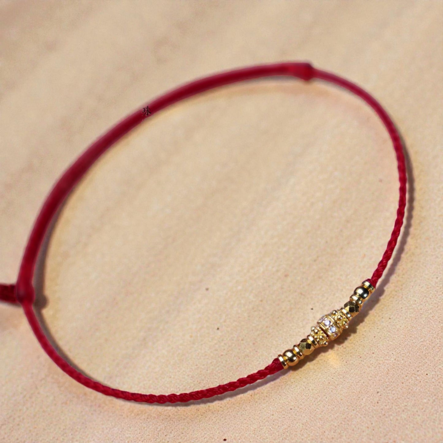 24k 999 Gold Disco Bead Zircon Charm Minimal Braided Bracelet