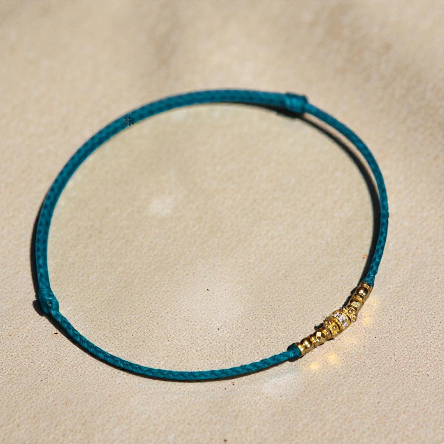 24k 999 Gold Disco Bead Zircon Charm Minimal Braided Bracelet