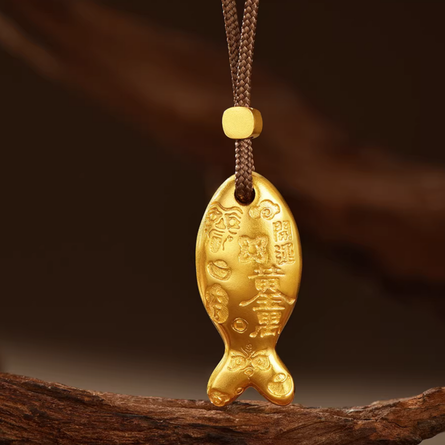 24k 999 Fish Pendant Bring Wealth and Good Luck Rope Necklace