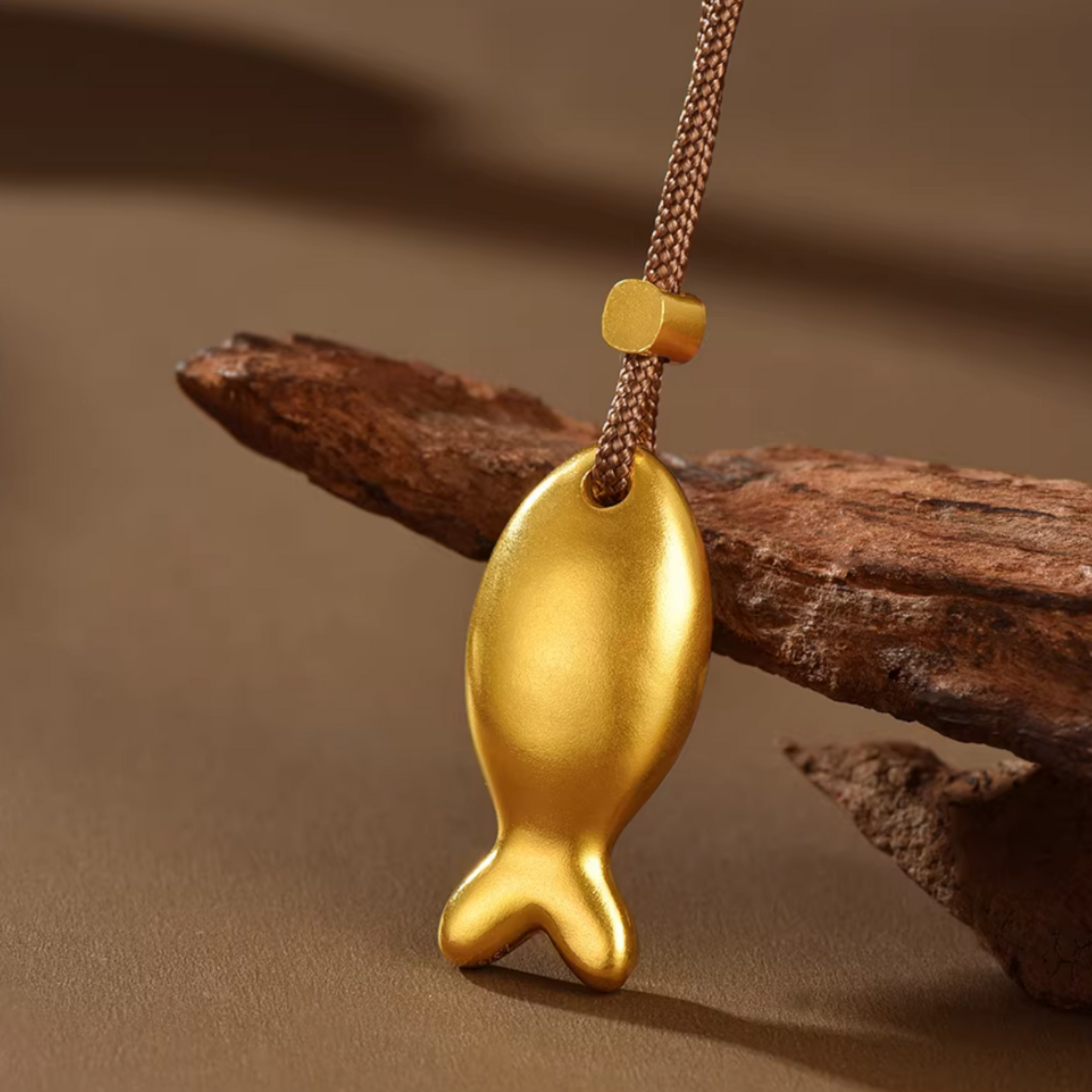 24k 999 Fish Pendant Bring Wealth and Good Luck Rope Necklace