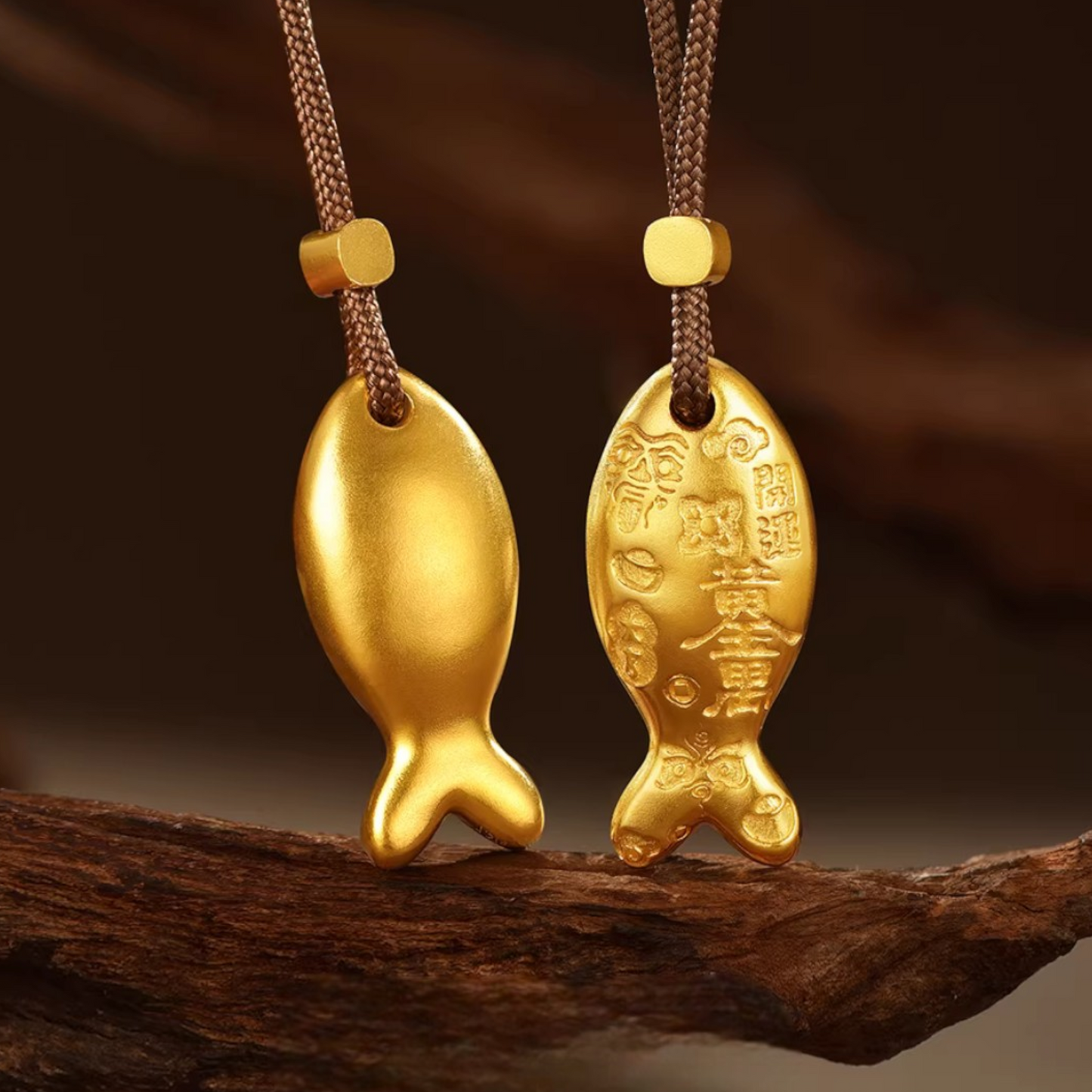 24k 999 Fish Pendant Bring Wealth and Good Luck Rope Necklace