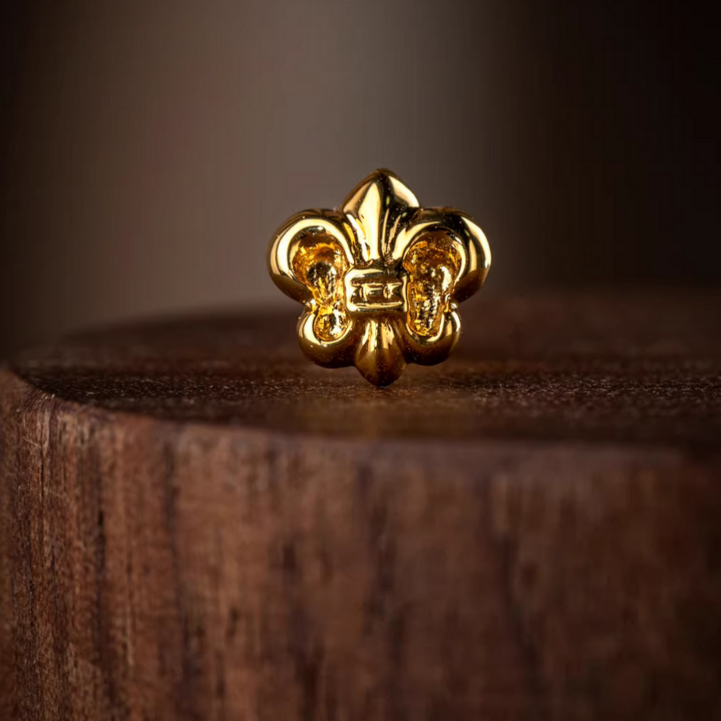18K Fine Gold Fleur de Lis Iris Cross Stud Earrings