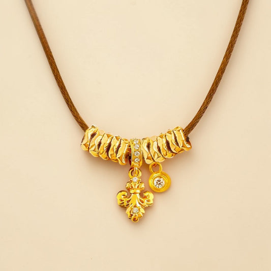 24k 999 Fine Gold Fleur de Lis Iris Charms Necklace