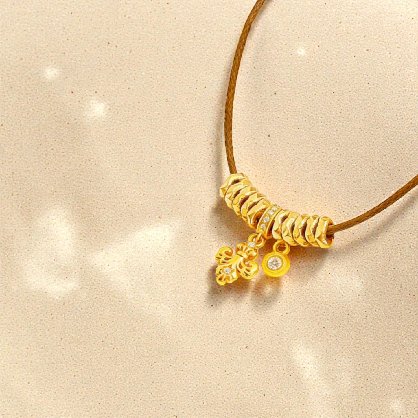 24k 999 Fine Gold Fleur de Lis Iris Charms Necklace