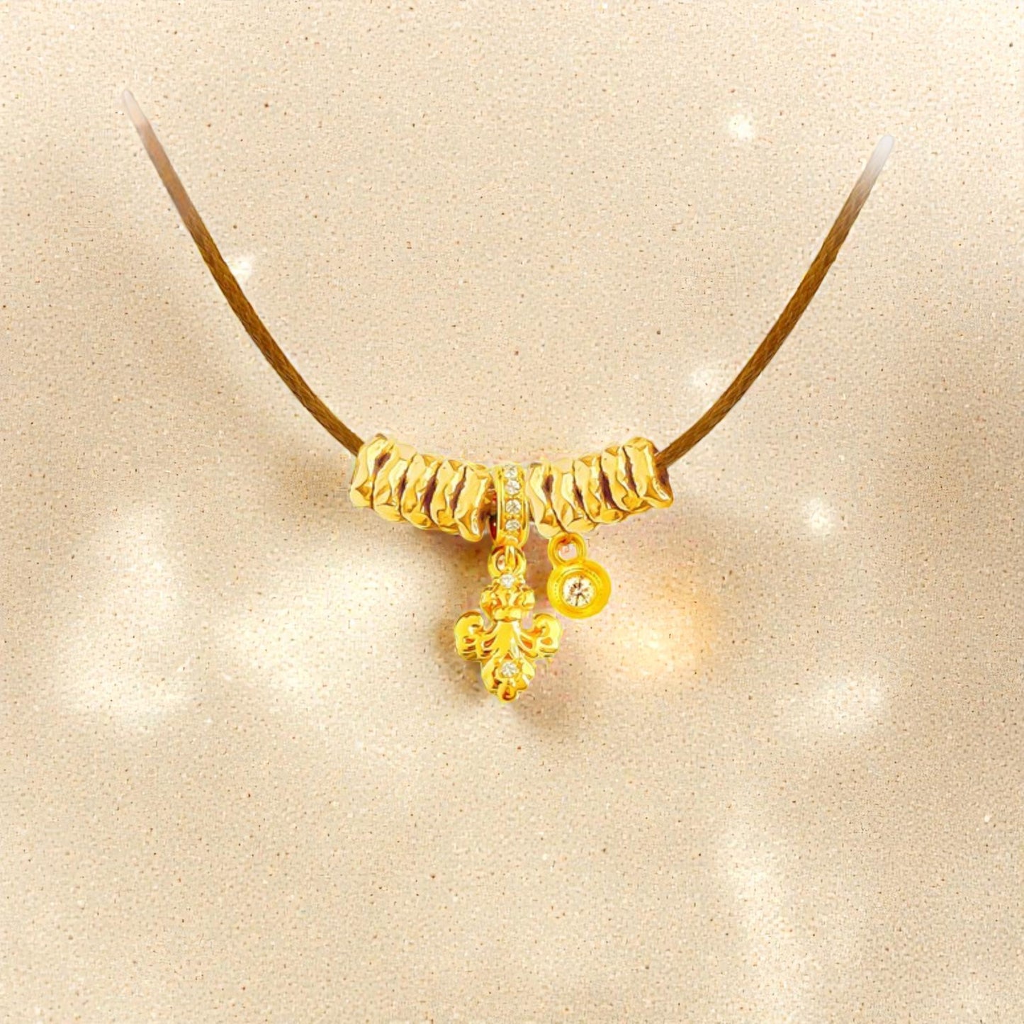 24k 999 Fine Gold Fleur de Lis Iris Charms Necklace