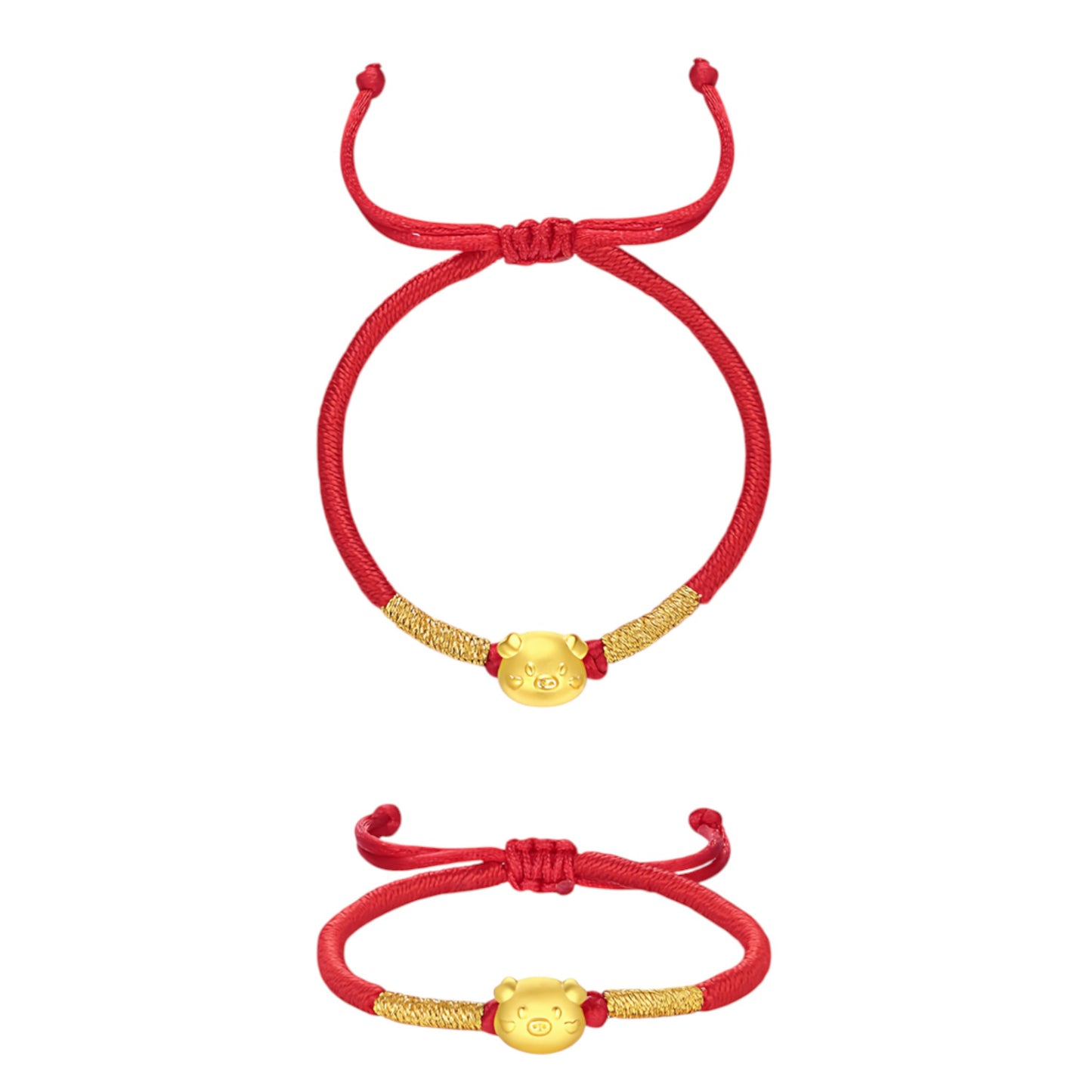 24K Hard Gold Chinese Zodiac Cute Animals Charm Braided Bracelet Baby Gift
