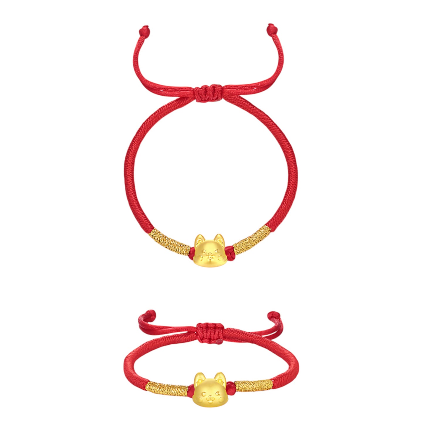 24K Hard Gold Chinese Zodiac Cute Animals Charm Braided Bracelet Baby Gift