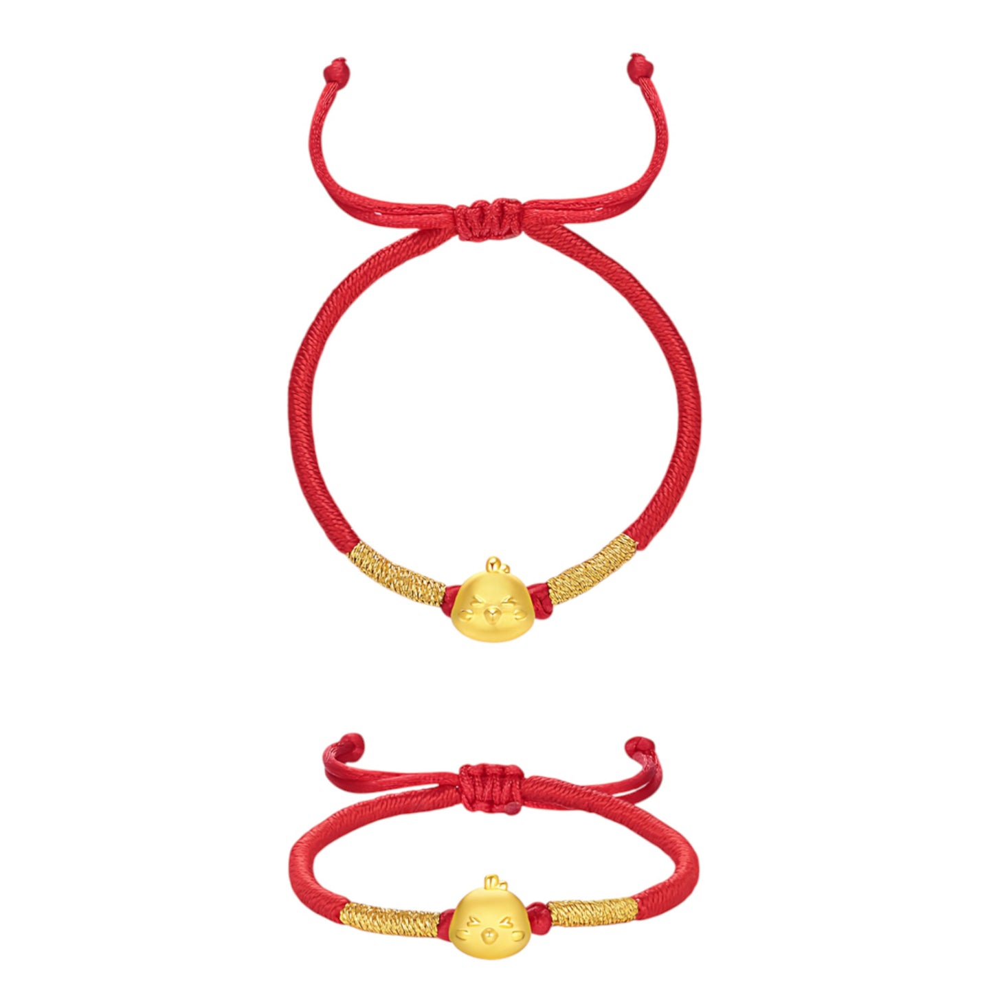 24K Hard Gold Chinese Zodiac Cute Animals Charm Braided Bracelet Baby Gift