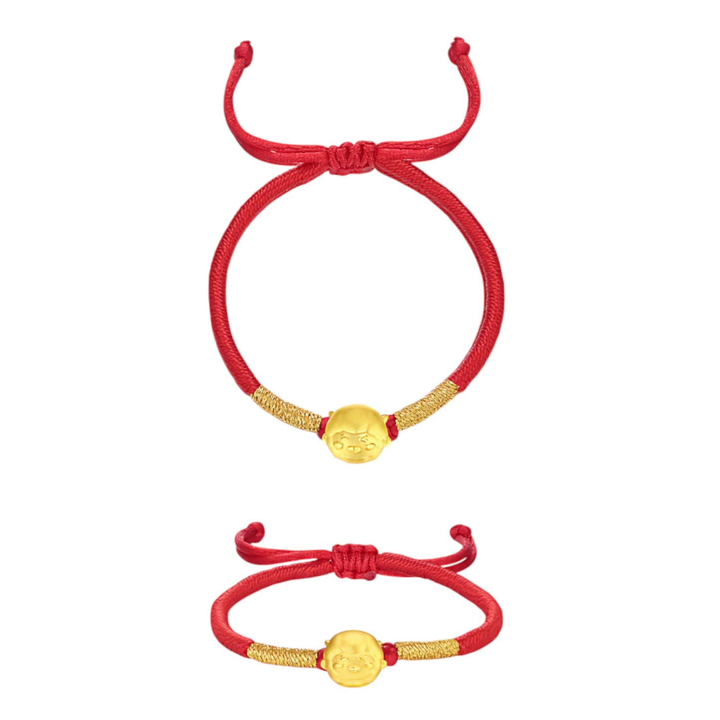 24K Hard Gold Chinese Zodiac Cute Animals Charm Braided Bracelet Baby Gift