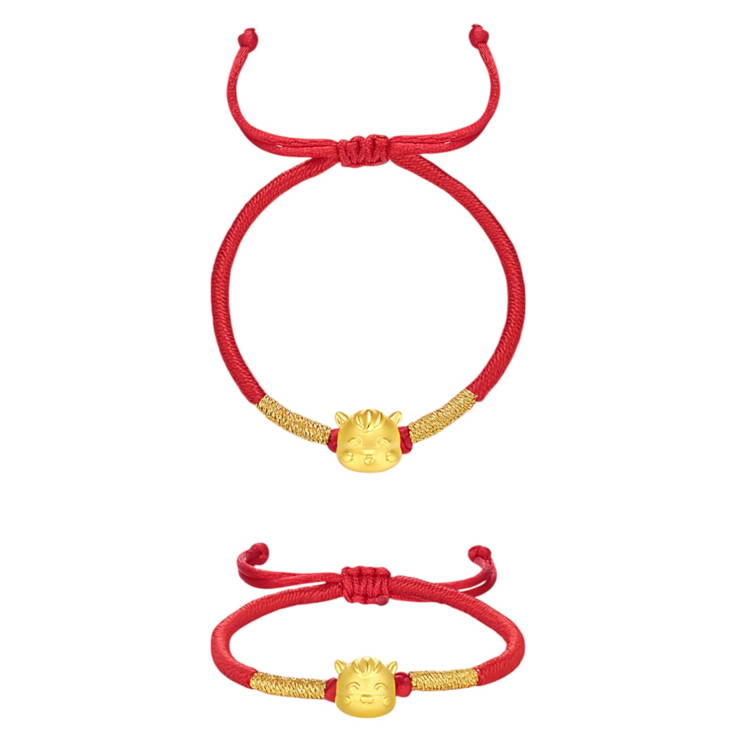 24K Hard Gold Chinese Zodiac Cute Animals Charm Braided Bracelet Baby Gift
