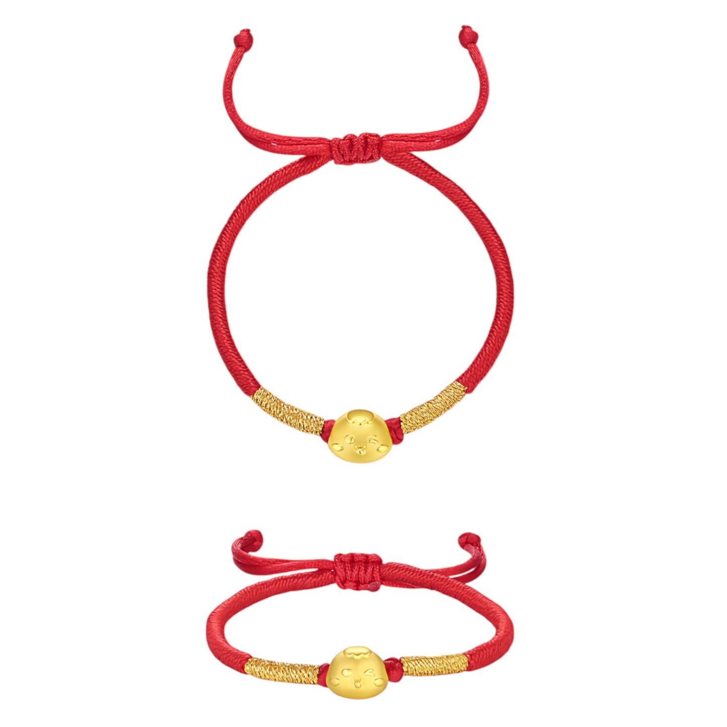 24K Hard Gold Chinese Zodiac Cute Animals Charm Braided Bracelet Baby Gift