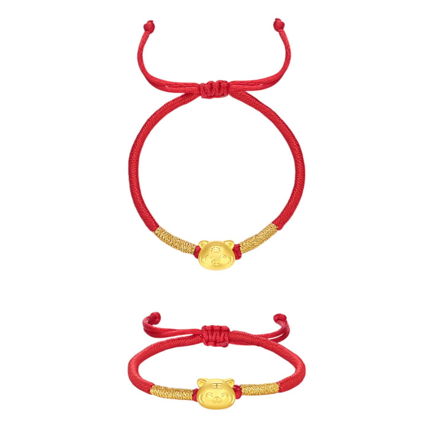 24K Hard Gold Chinese Zodiac Cute Animals Charm Braided Bracelet Baby Gift