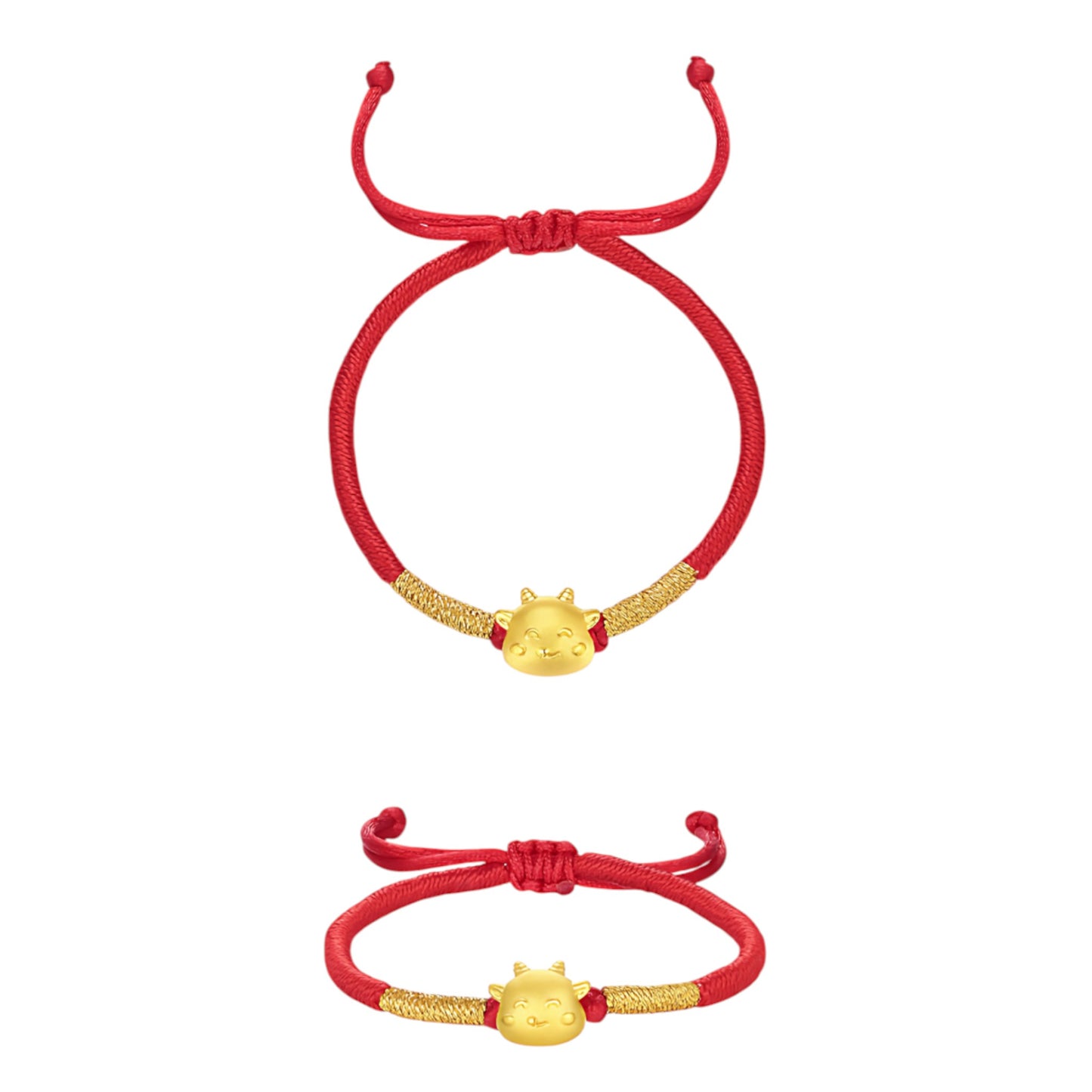 24K Hard Gold Chinese Zodiac Cute Animals Charm Braided Bracelet Baby Gift