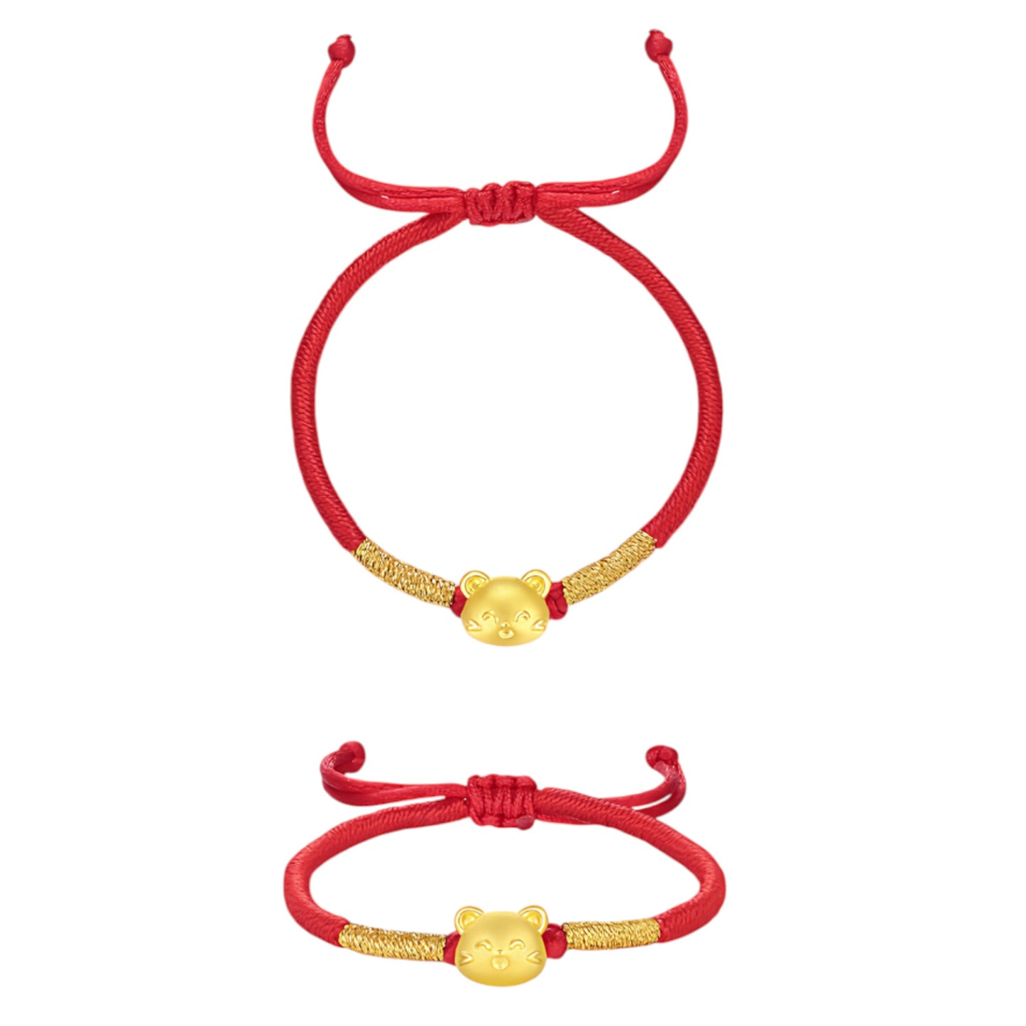 24K Hard Gold Chinese Zodiac Cute Animals Charm Braided Bracelet Baby Gift