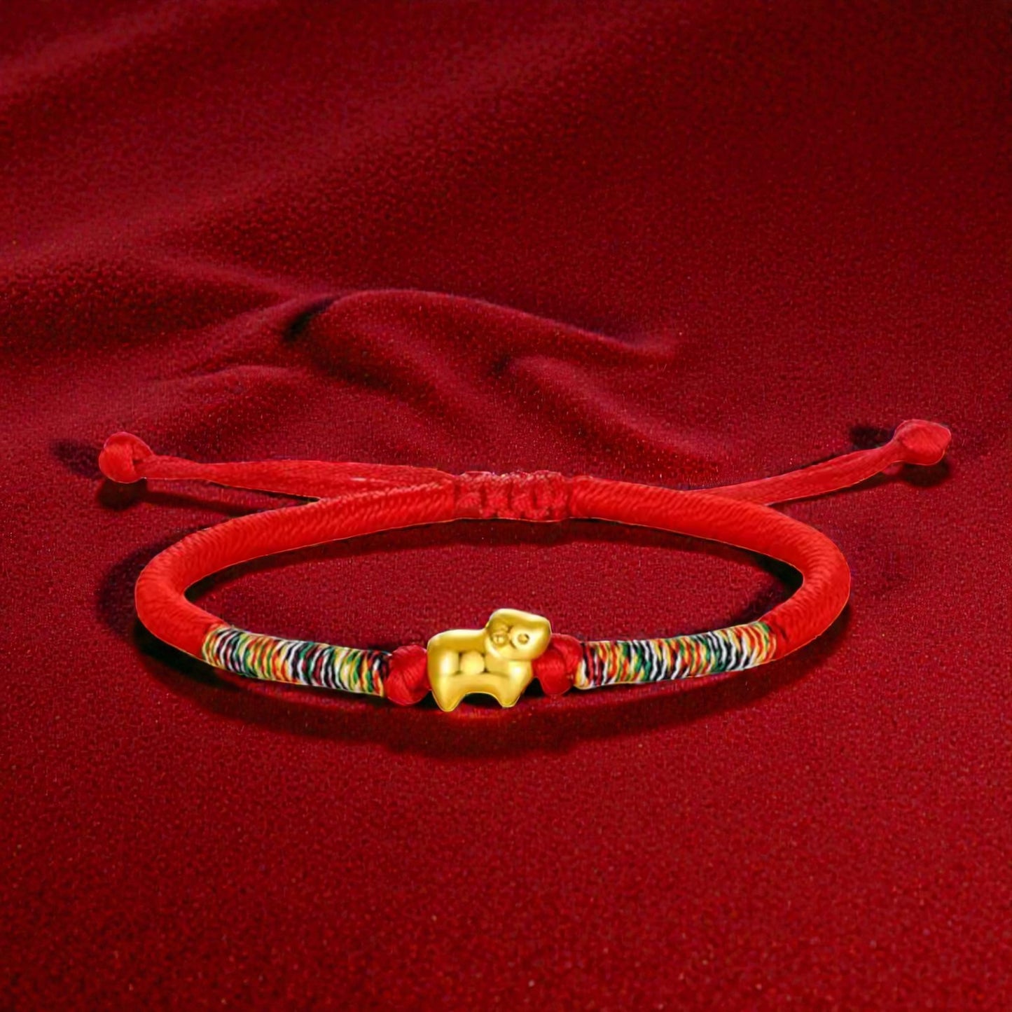 24K 5D 999 Hard Gold Chinese Zodiac Animals Charm Braided Bracelet Women and Kids
