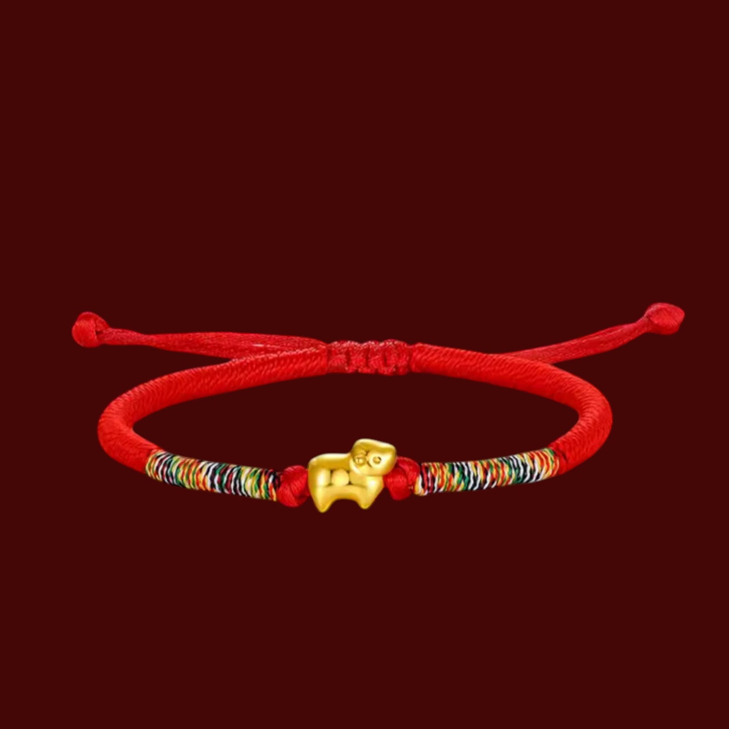 24K 5D 999 Hard Gold Chinese Zodiac Animals Charm Braided Bracelet Women and Kids