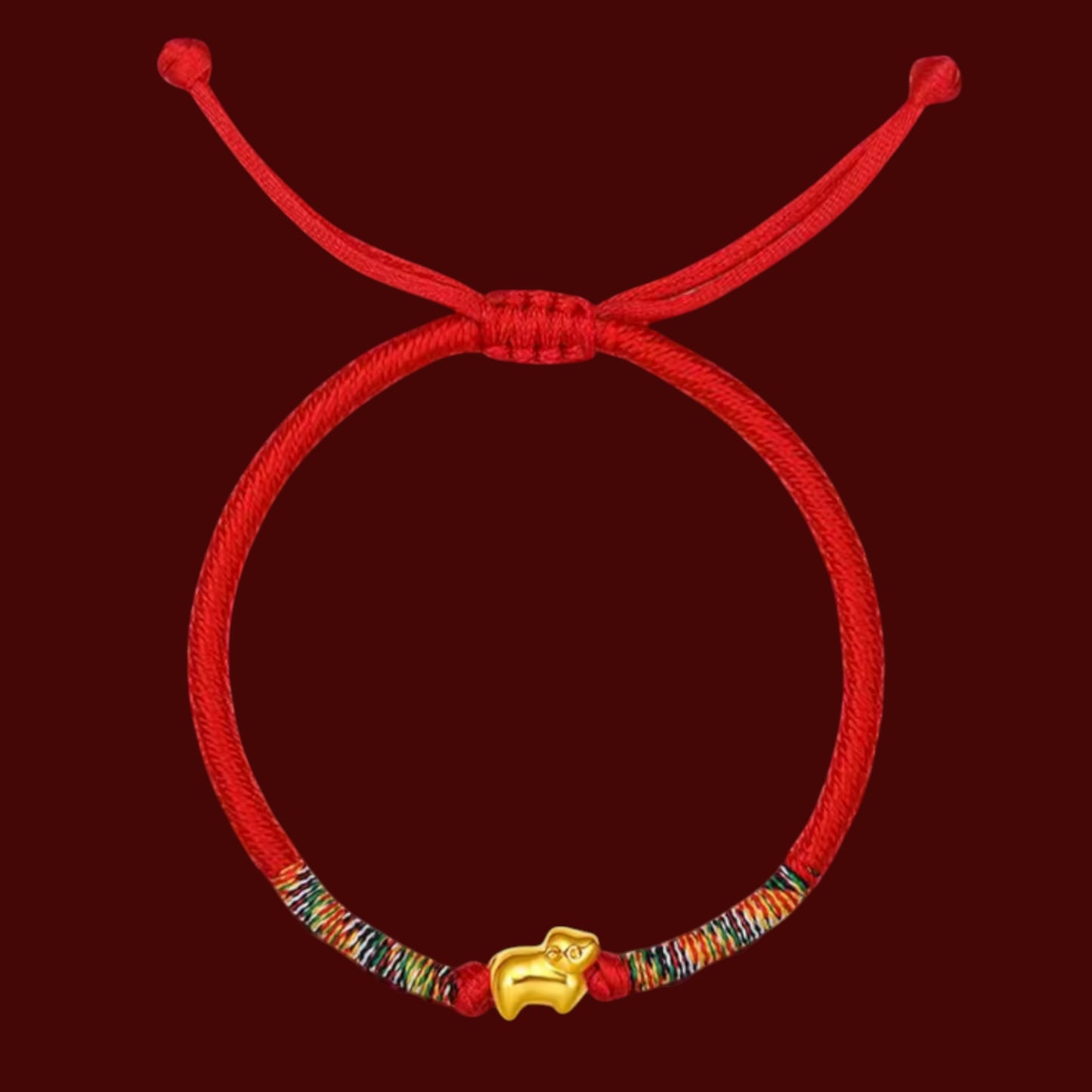 24K 5D 999 Hard Gold Chinese Zodiac Animals Charm Braided Bracelet Women and Kids