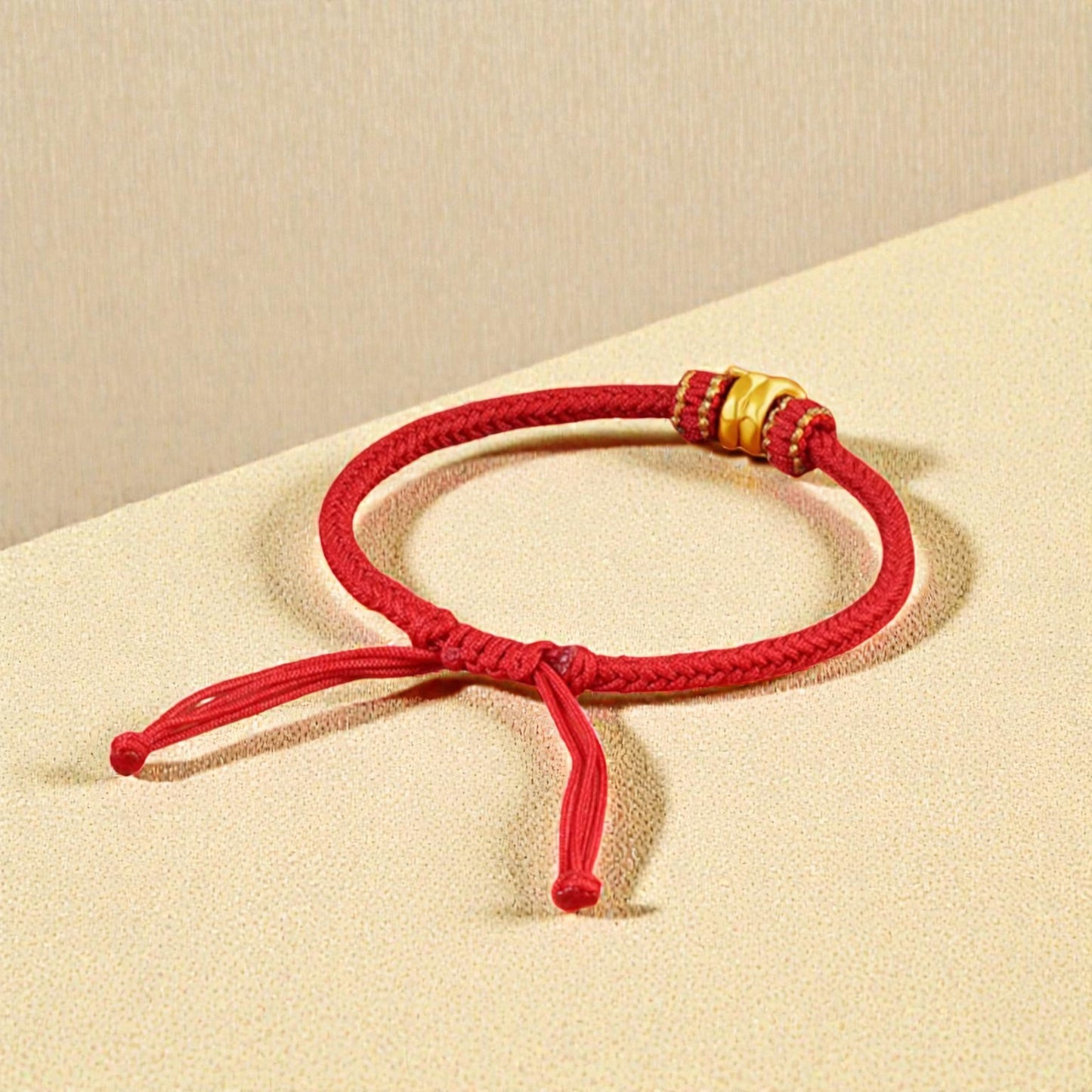 24K 5D Hard Gold Chinese Zodiac Snake Charm Braided Bracelet