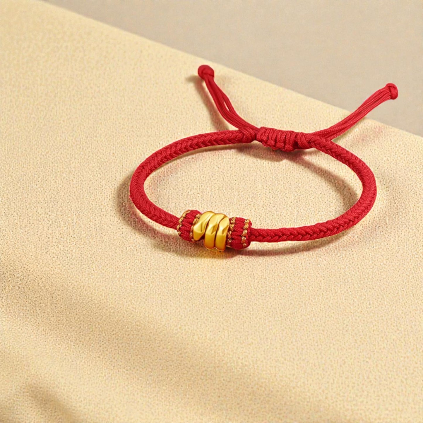 24K 5D Hard Gold Chinese Zodiac Snake Charm Braided Bracelet
