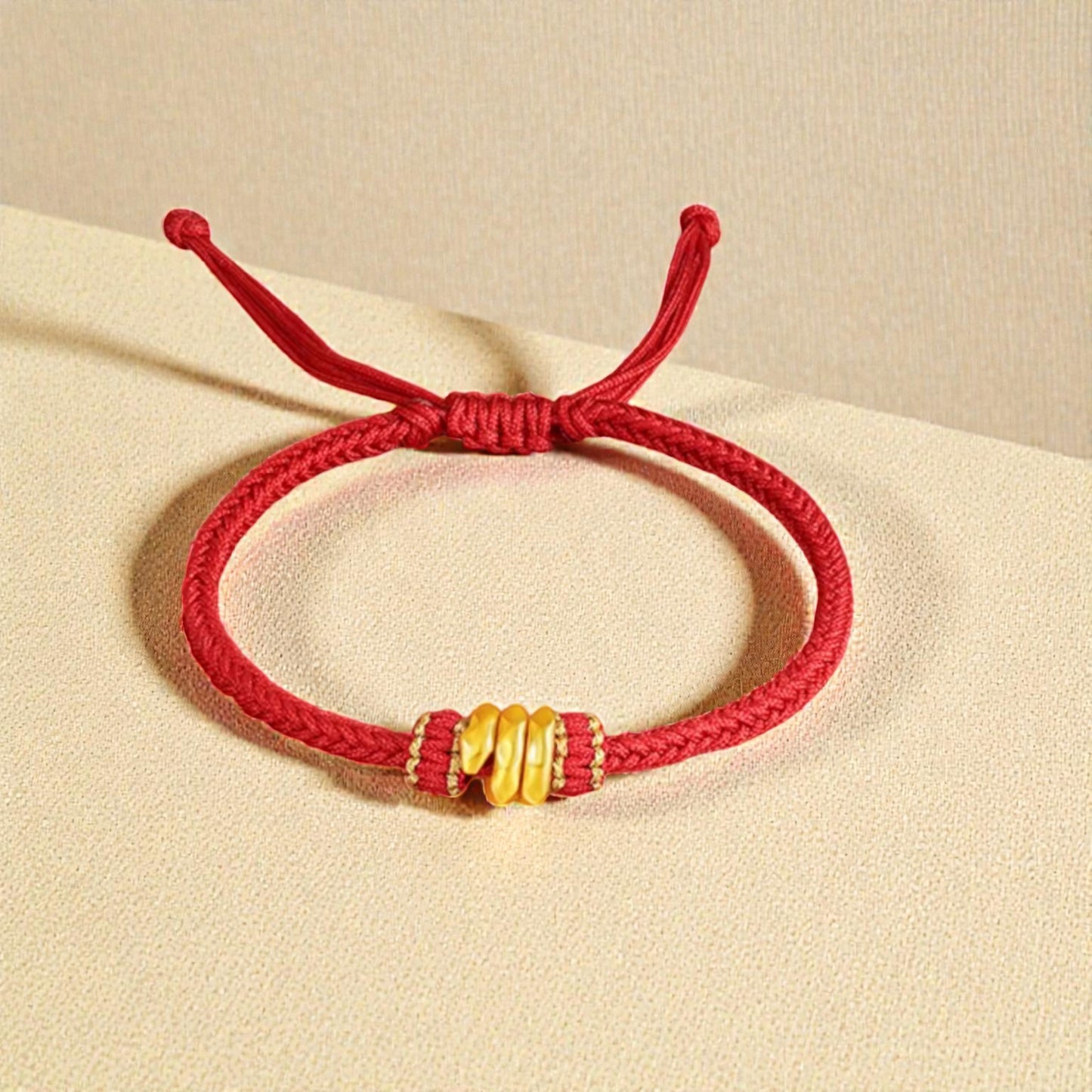 24K 5D Hard Gold Chinese Zodiac Snake Charm Braided Bracelet