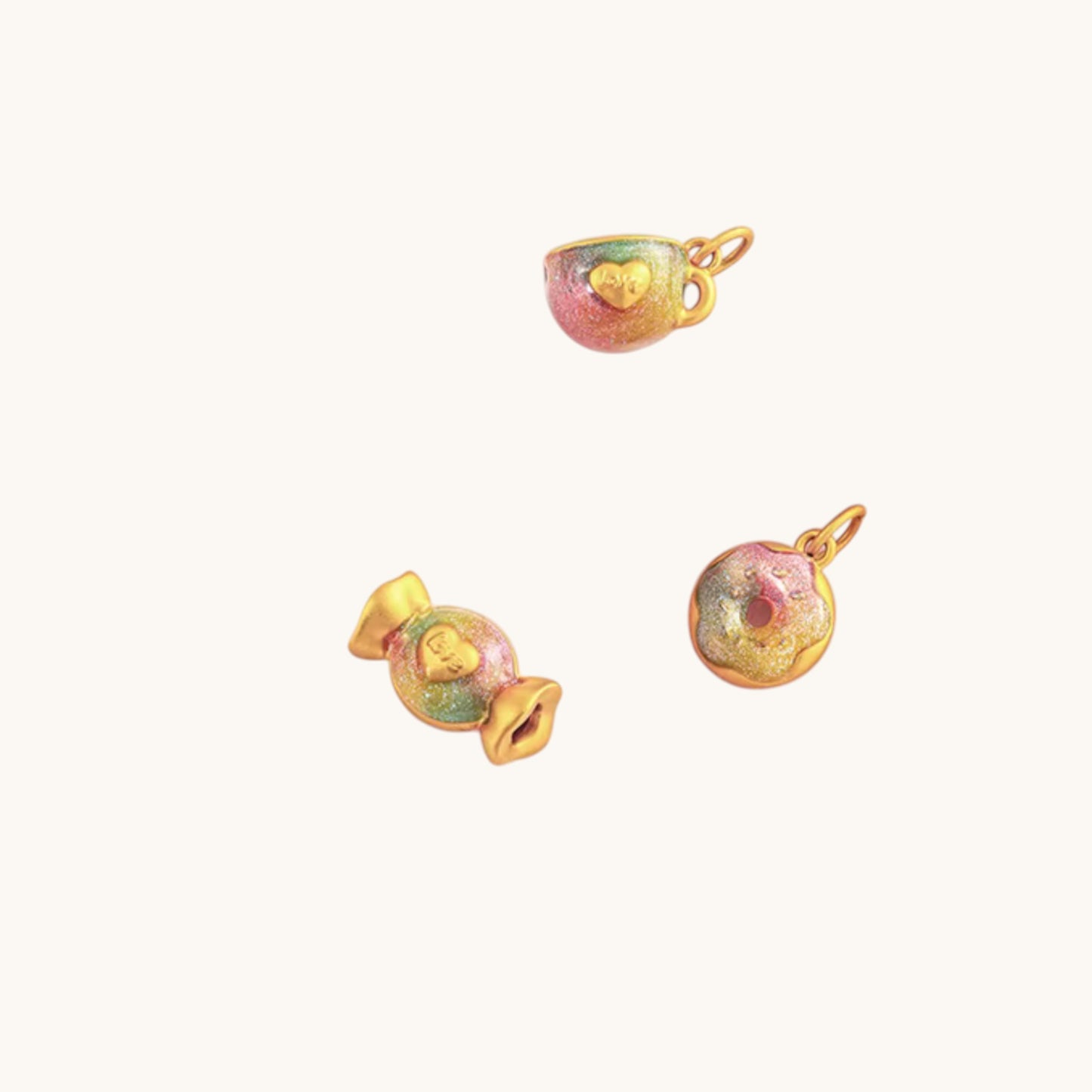 24K Afternoon Tea Party Enamel Tea Cup Candy Donut Charm D.I.Y