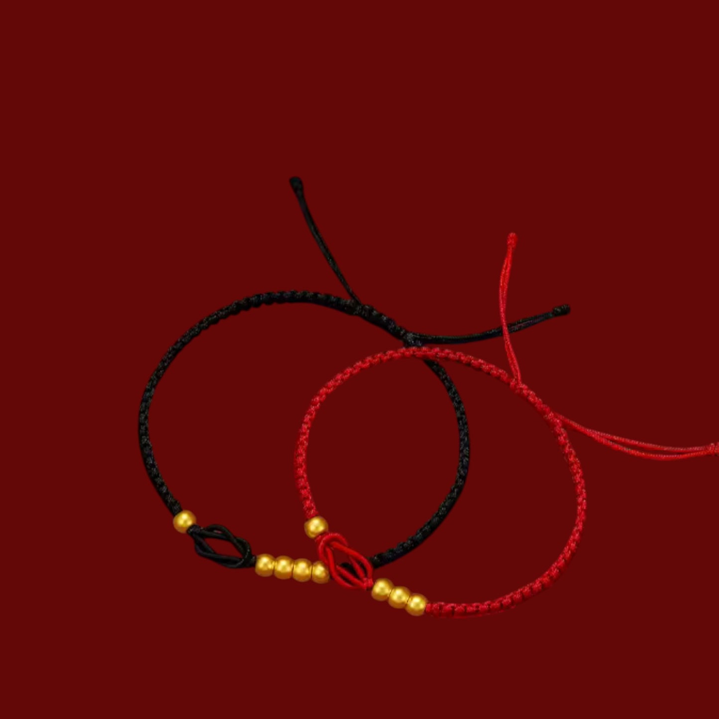 24K Gold Beads Charm with Braided Bracelet Couple Style