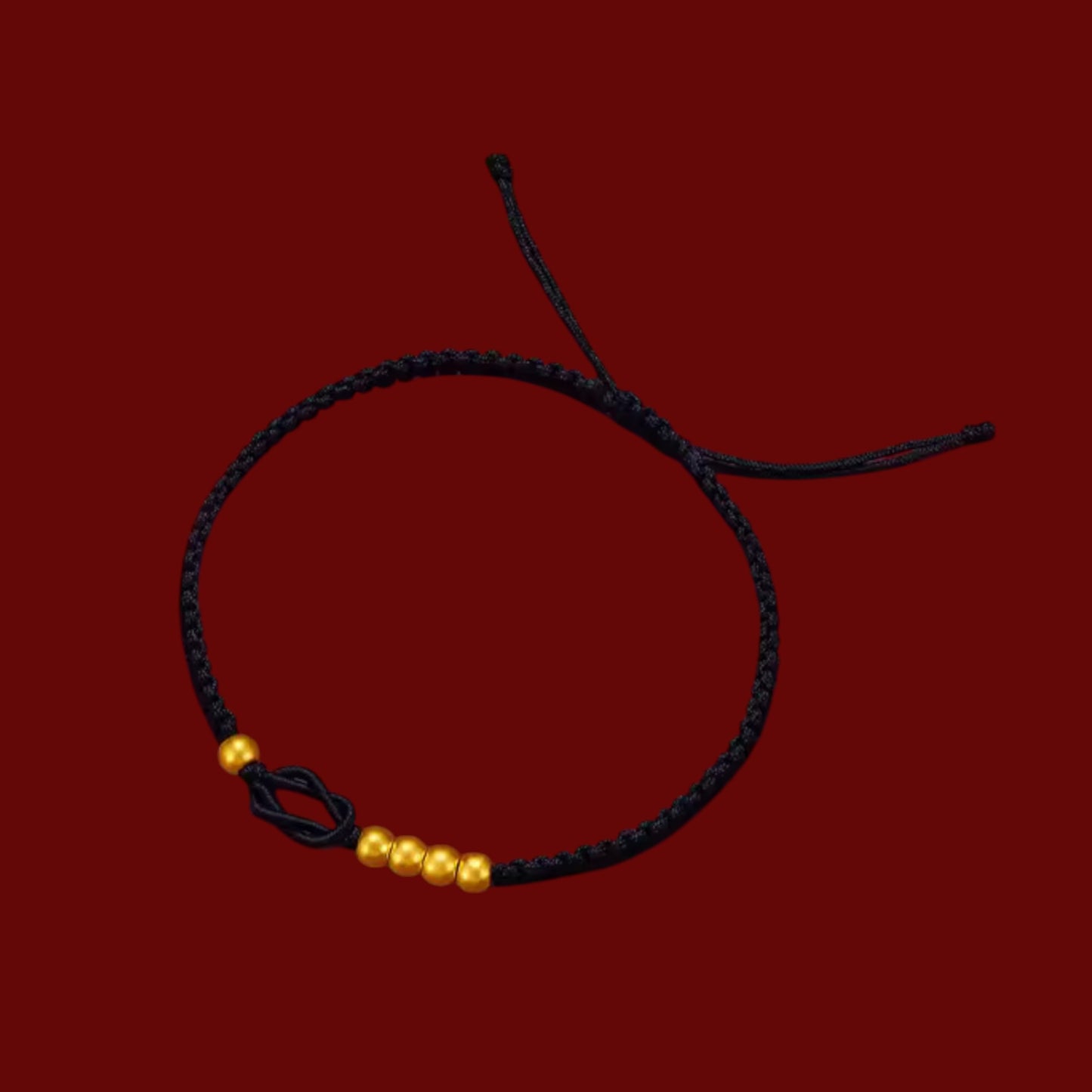 24K Gold Beads Charm with Braided Bracelet Couple Style