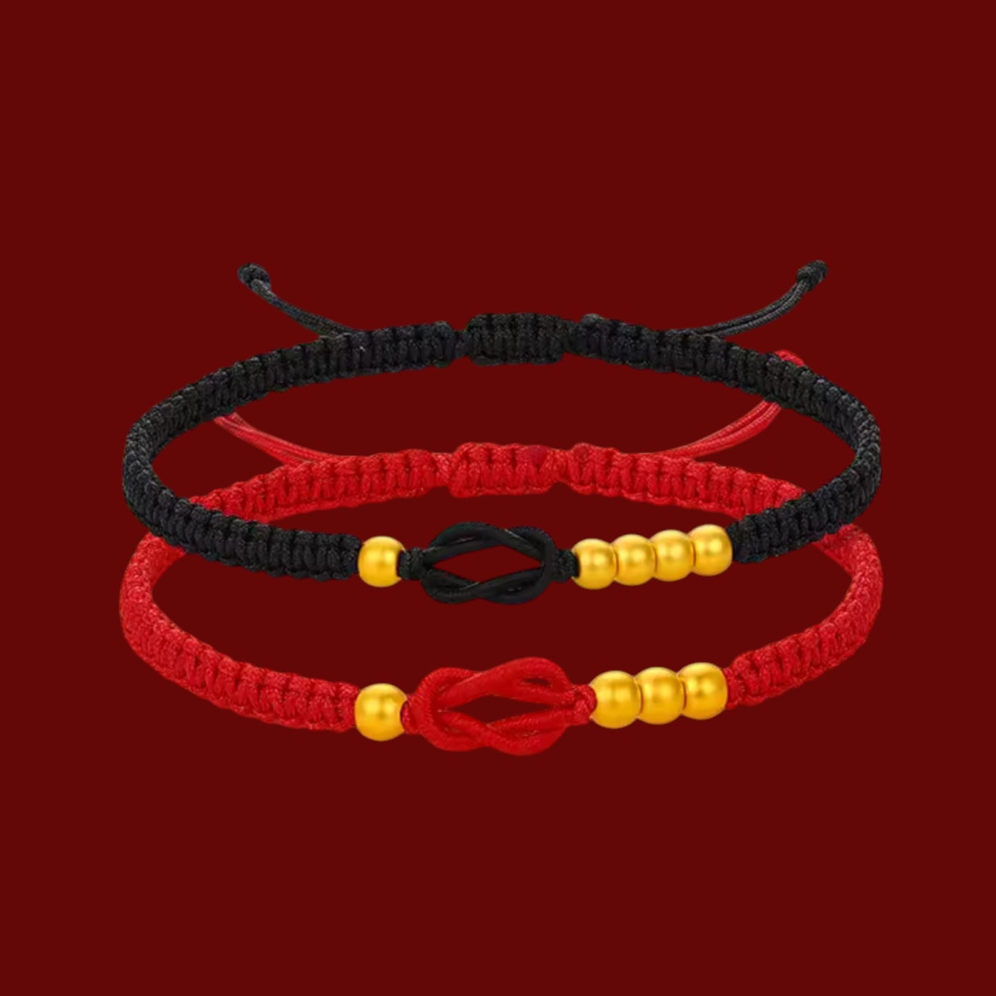 24K Gold Beads Charm with Braided Bracelet Couple Style