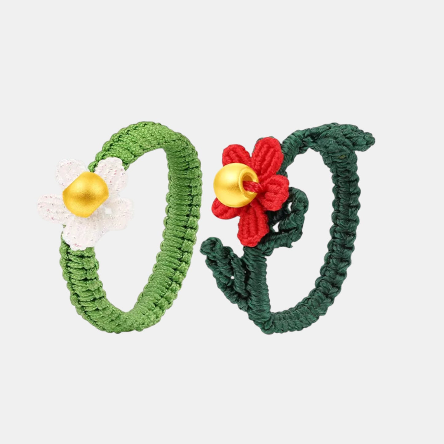 24K Gold Bead Garden Summer Flower Braided Ring