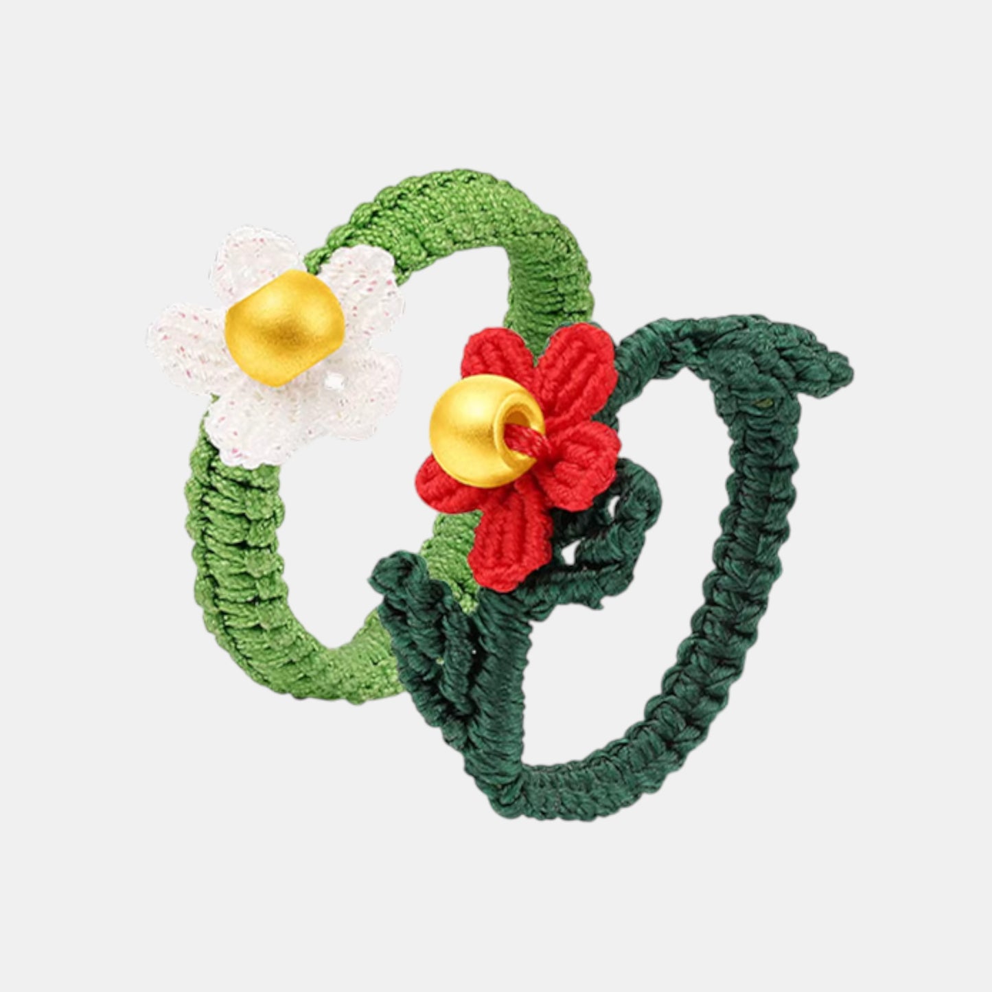 24K Gold Bead Garden Summer Flower Braided Ring
