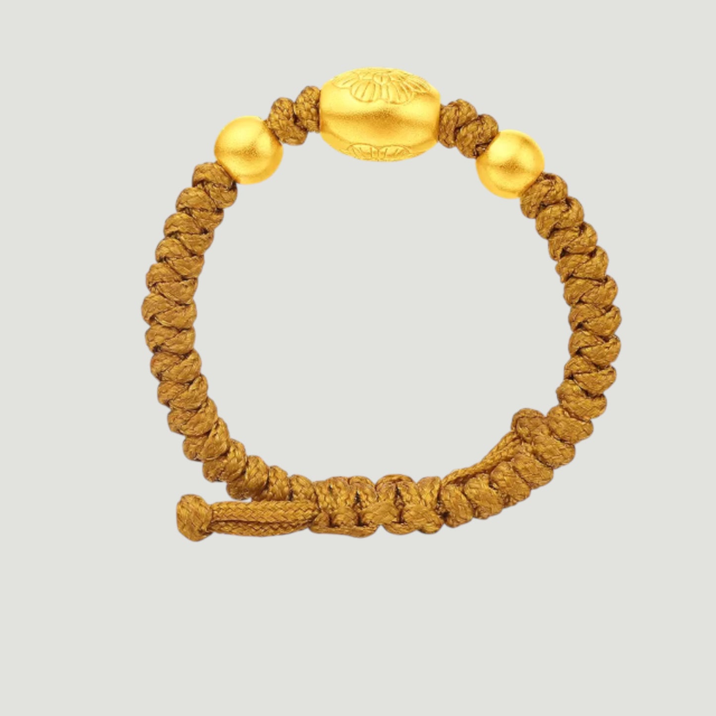 24K Gold Bead Flower Braided Adjustable Ring