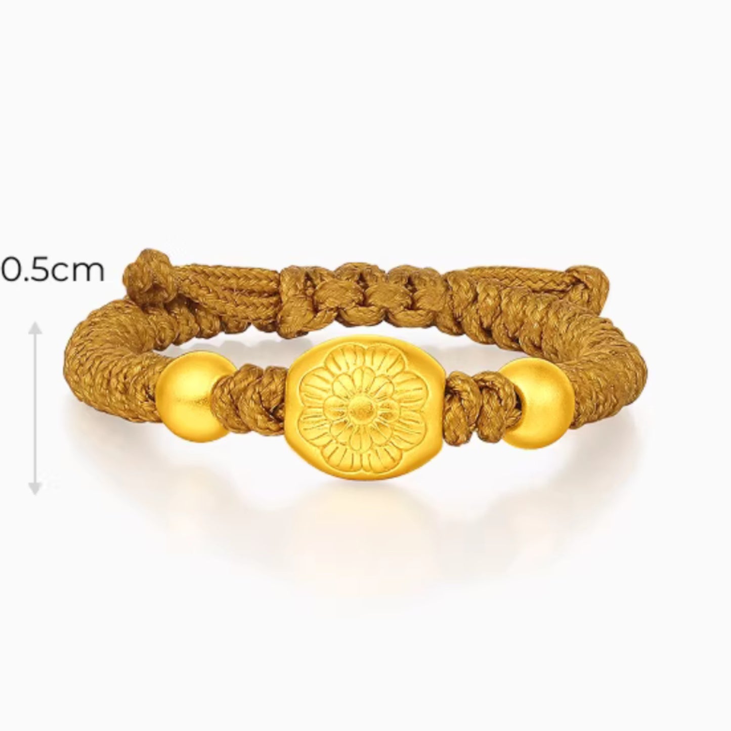 24K Gold Bead Flower Braided Adjustable Ring
